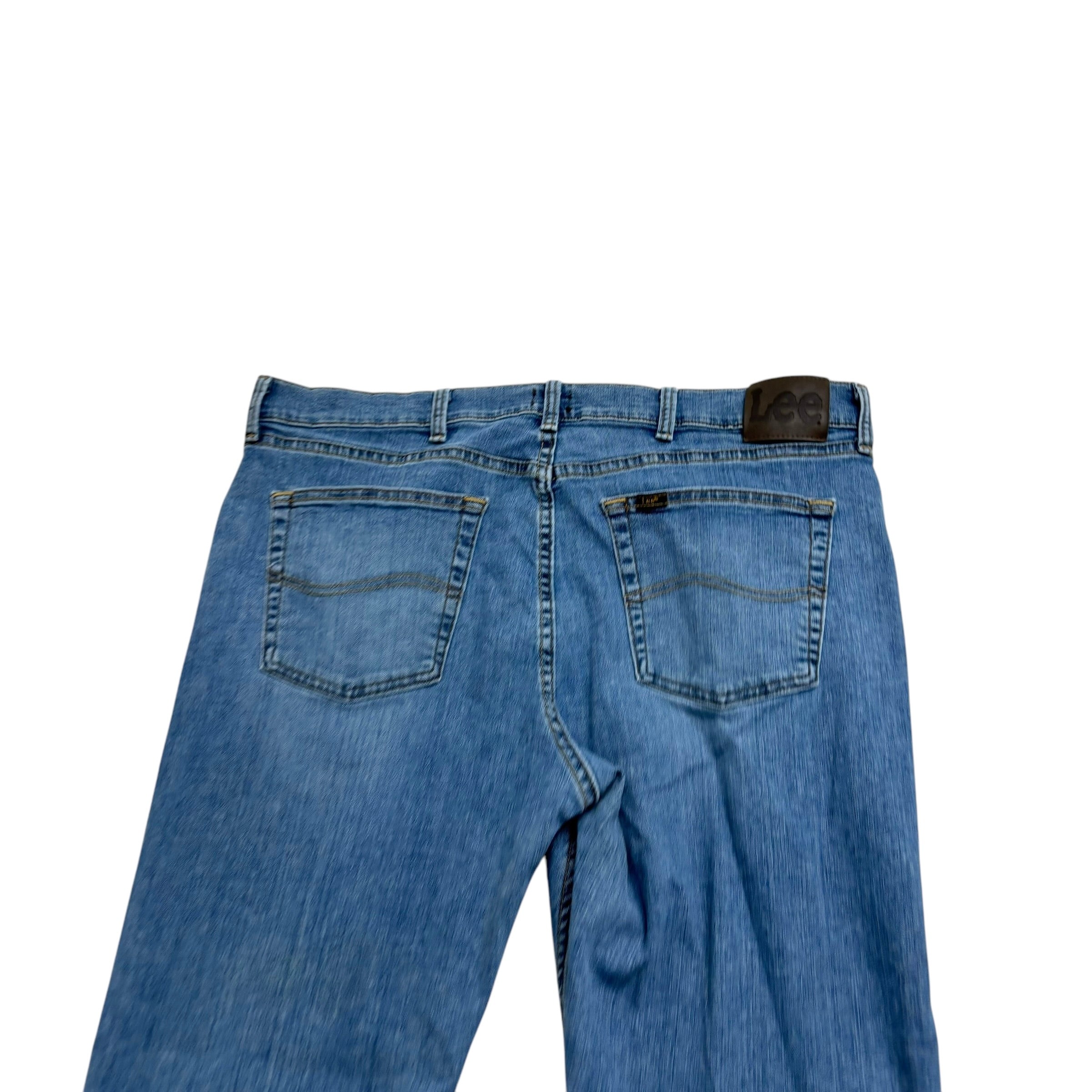 Lee Jeans W38 L32 Mens Mid Blue Classic Regular Straight Fit Stretch Denim (F)