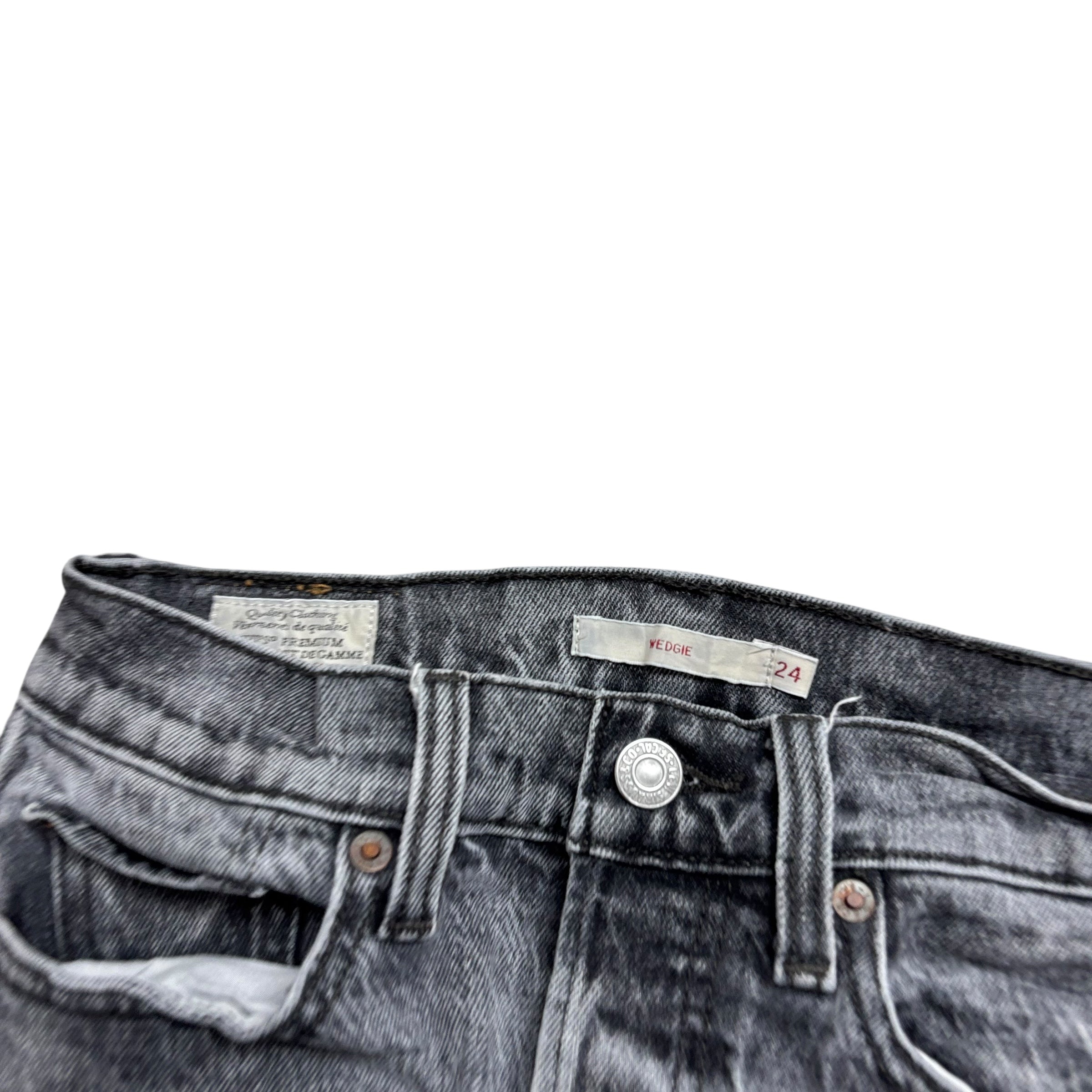 Levis Wedgie Jeans W24 L27 Womens Grey Stretch Premium Denim (E)