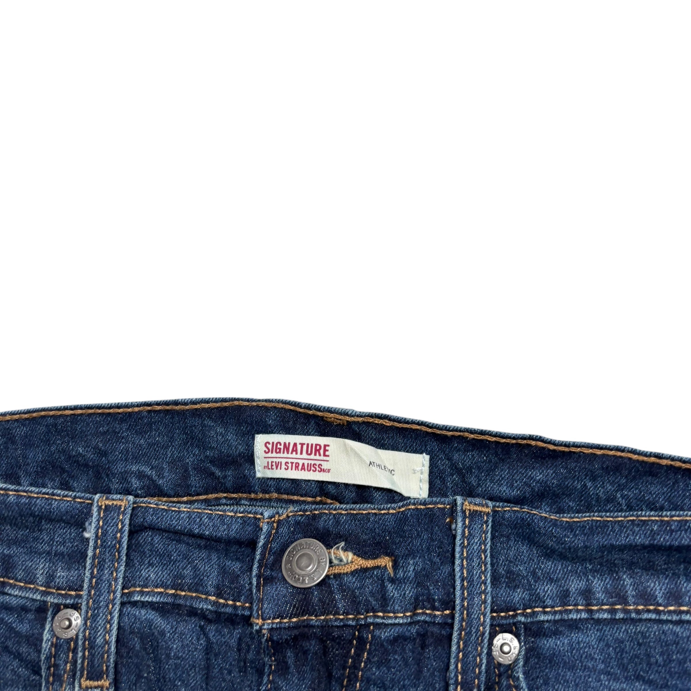 Levis Signature Jeans W33 L30 Mens Dark Blue Athletic Tapered Stretch Denim (E)