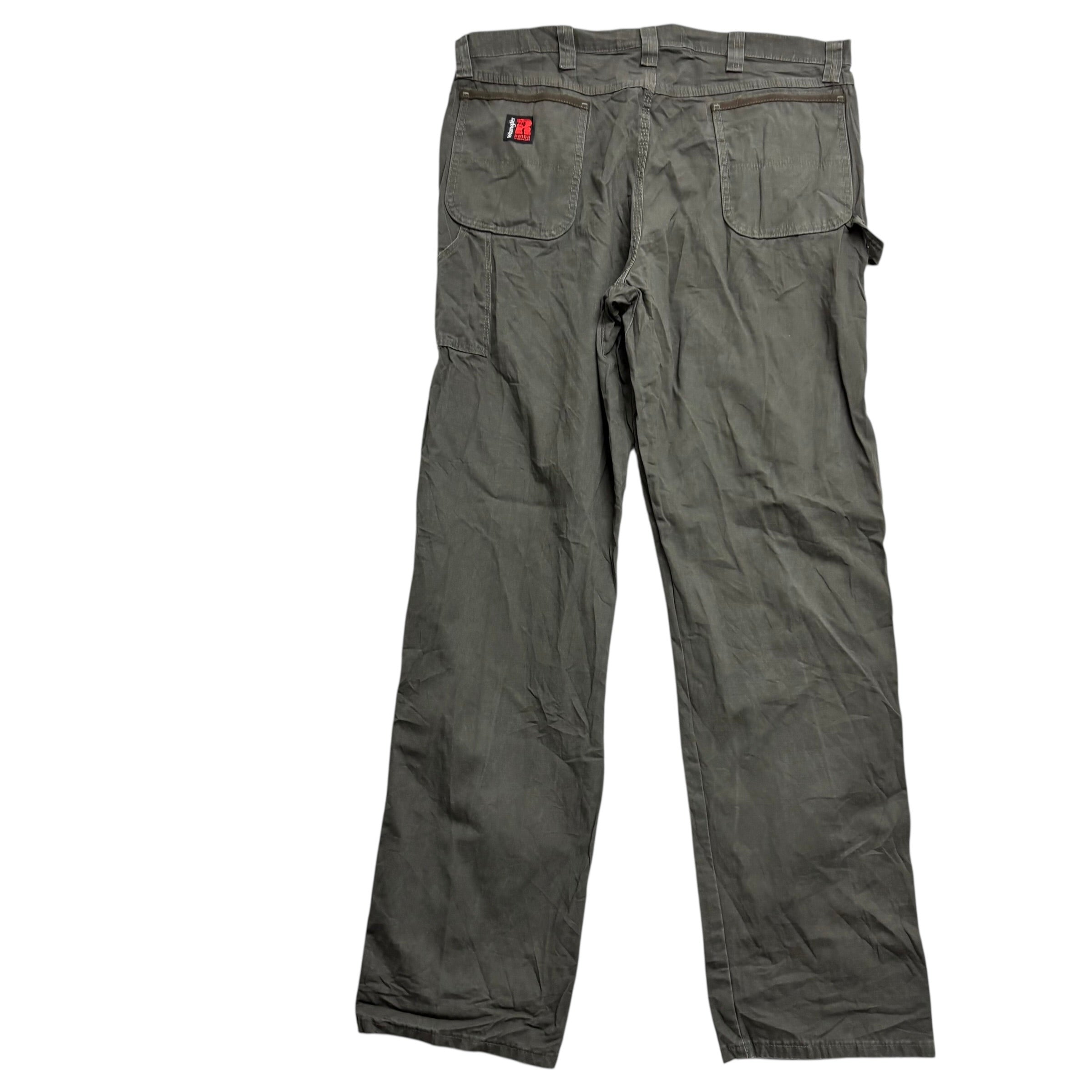 Wrangler Carpenter Trousers W40 L36 Mens Green Relaxed Baggy Fit Pants (E)