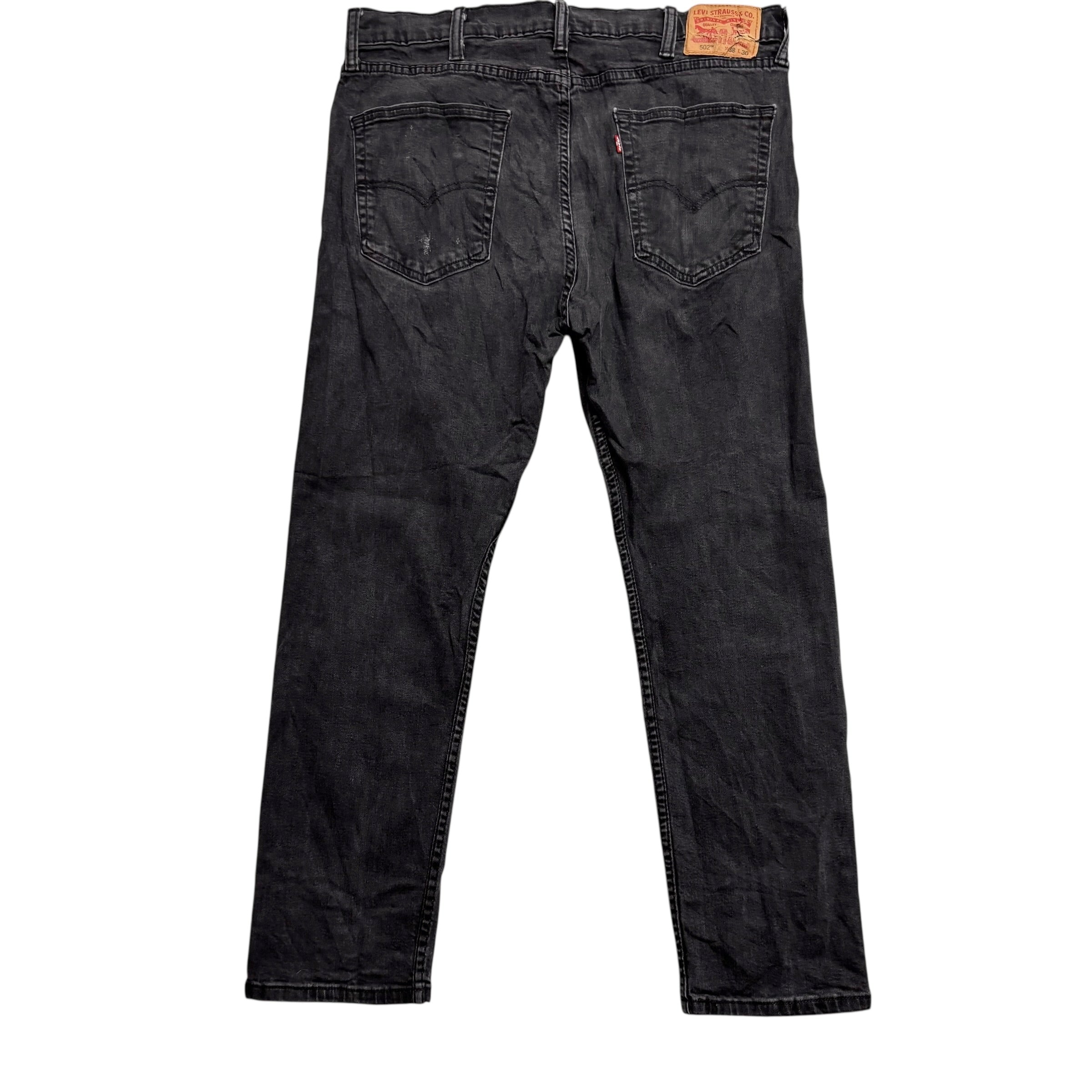 Levis 502 Jeans W36 L28 Mens Black Regular Tapered Fit Stretch Denim