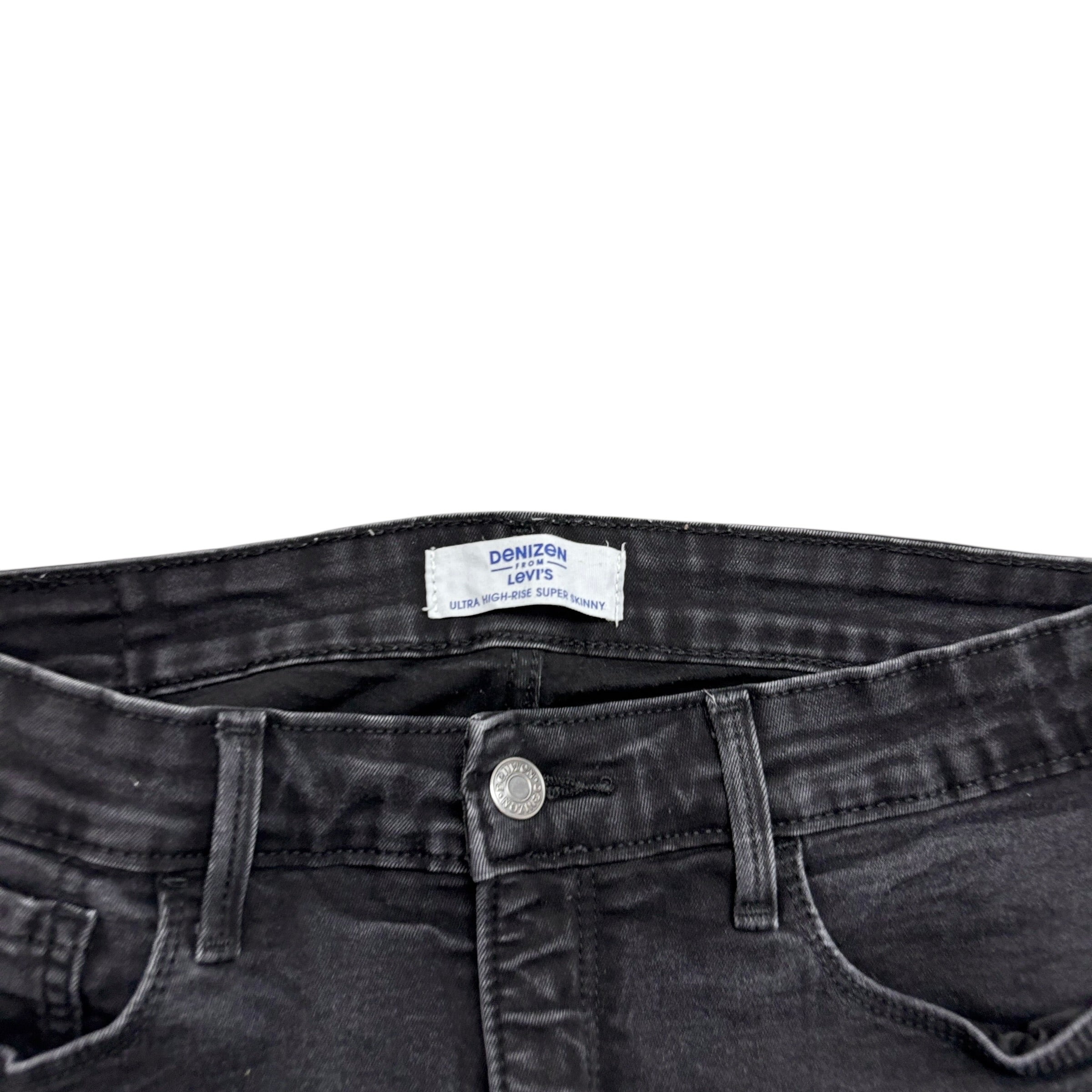 Levis Denizen Jeans W30 L29 Womens High Rise Super Skinny Black Stretch (E)