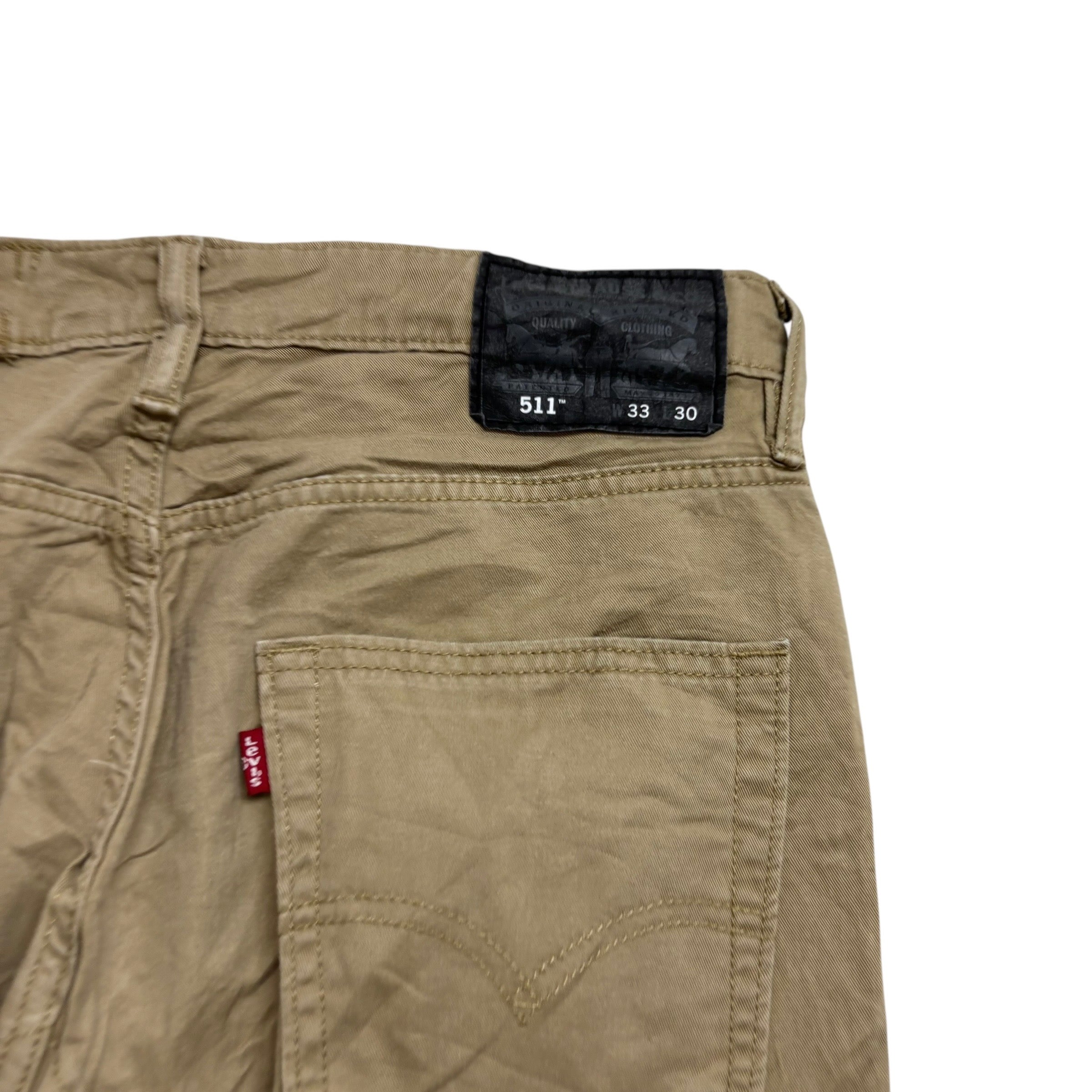 Levis 511 Commuter Trousers W32 L30 Mens Beige Slim Fit Stretch Pants (E)