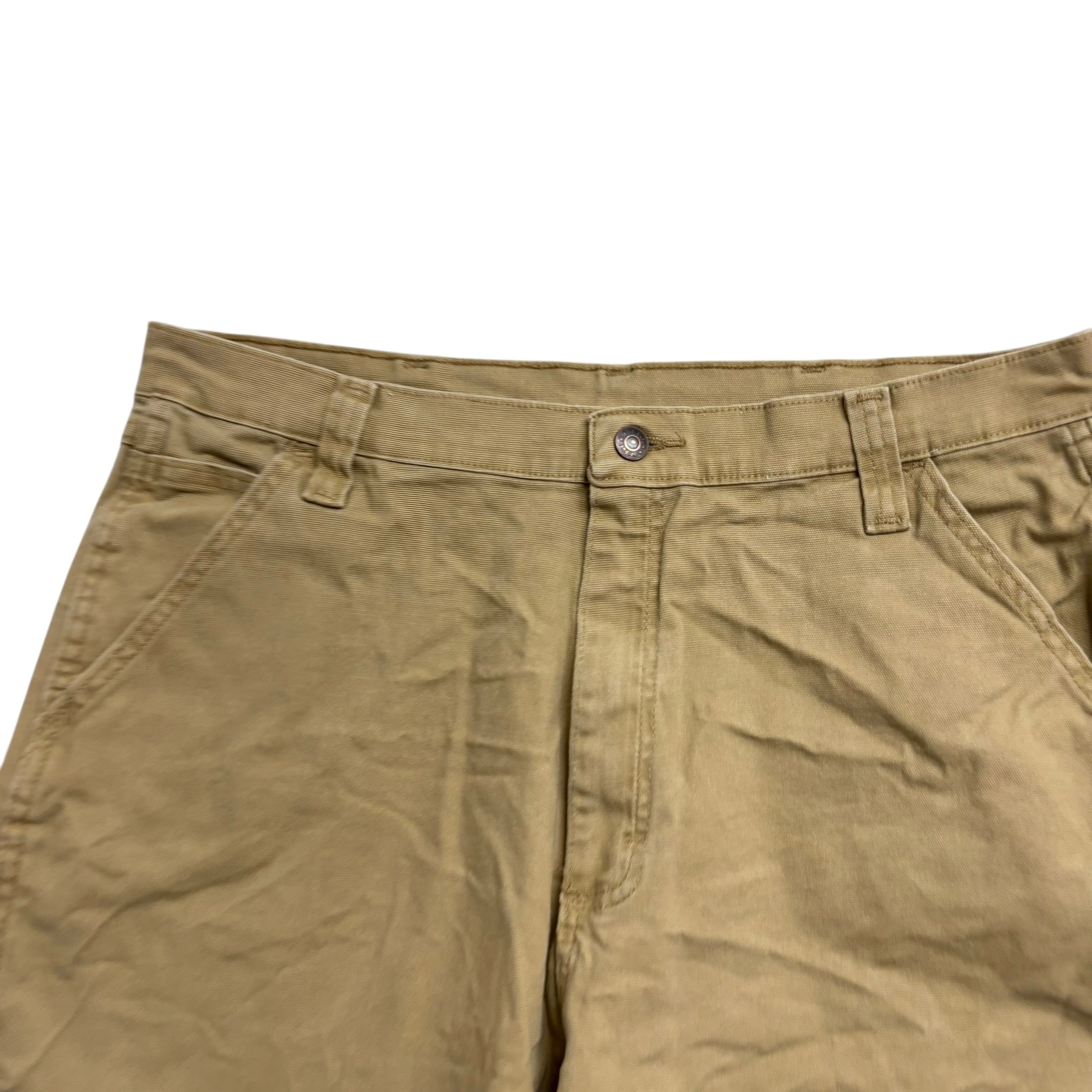Wrangler Baggy Jorts W36 Mens Tan Canvas Shorts Relaxed Carpenter Stretch (E)