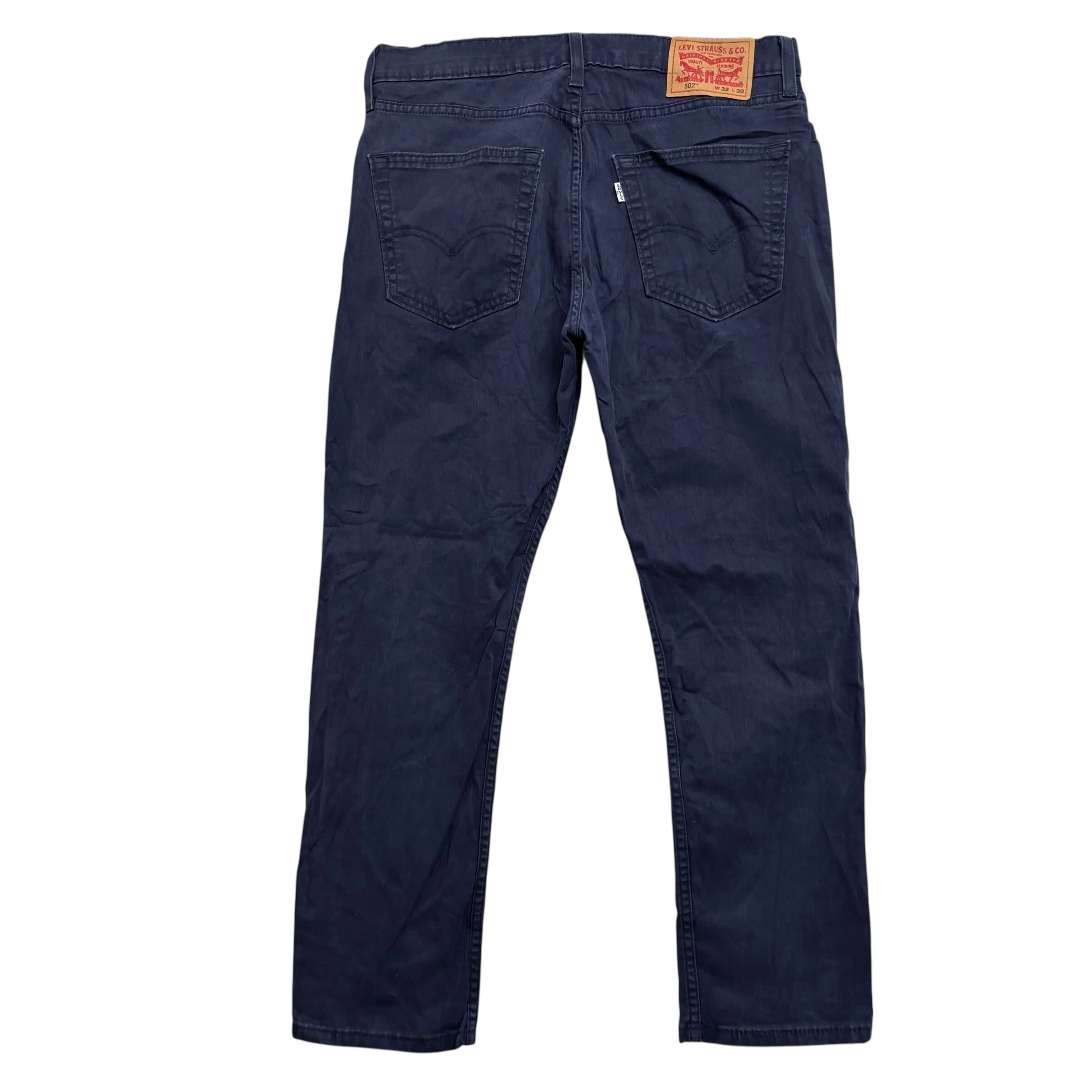 Levis 502 Trousers W32 L28 Mens Navy Regular Tapered Fit Stretch Pants (E)