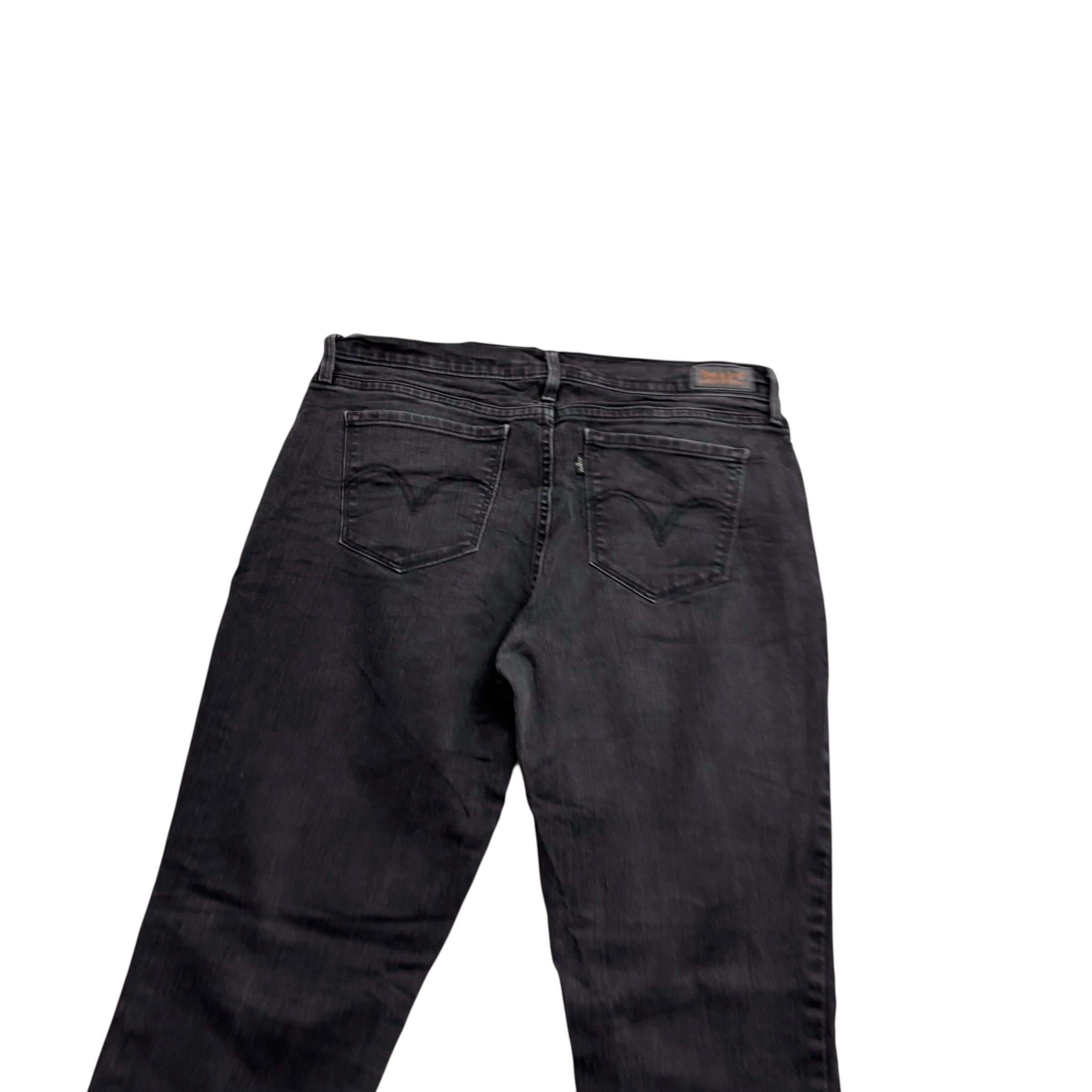 Levis 505 Jeans W31 L30 Womens Regular Straight Fit Black Stretch Denim