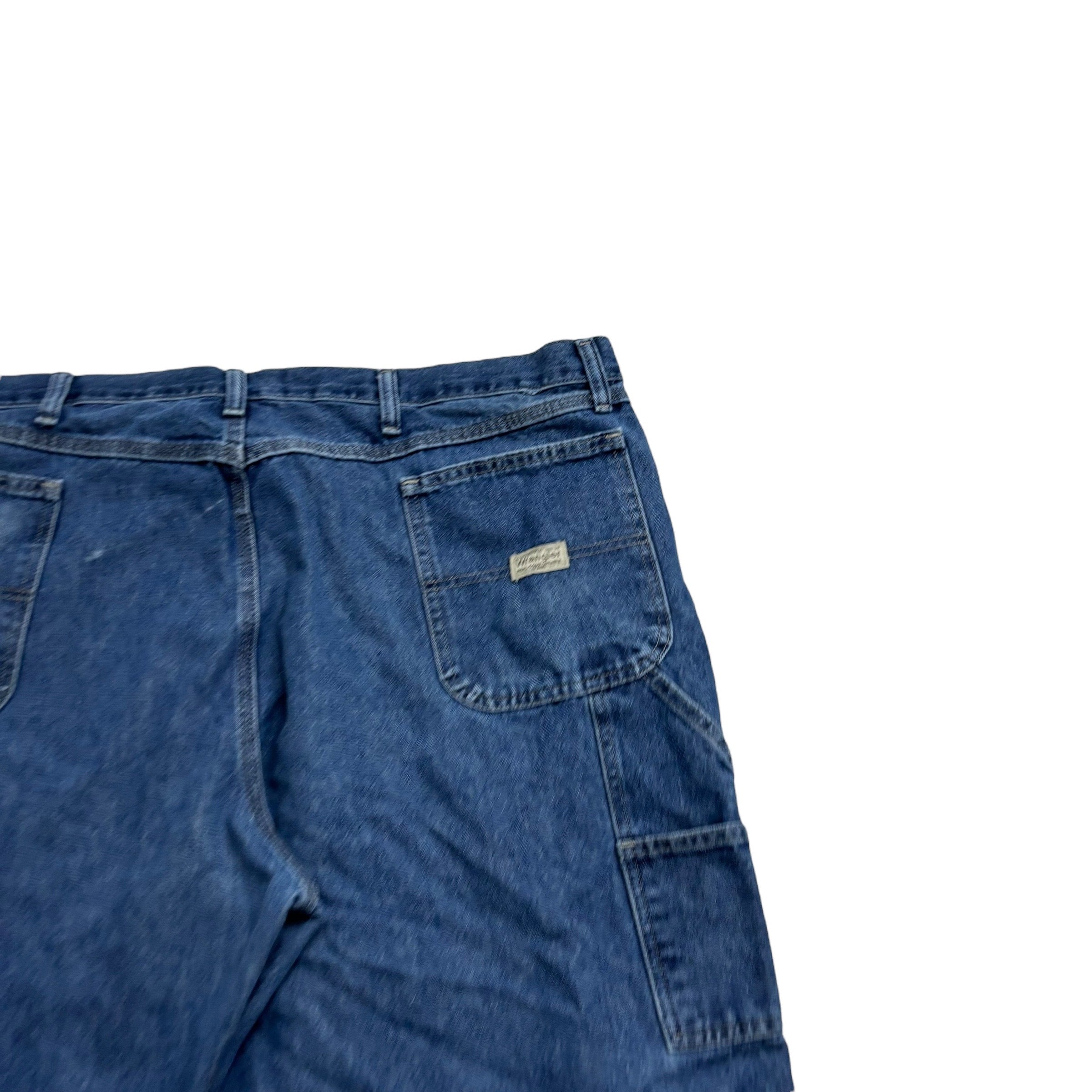 Wrangler Carpenter Jeans W46 L30 Mens Mid Blue Relaxed Straight Fit Denim