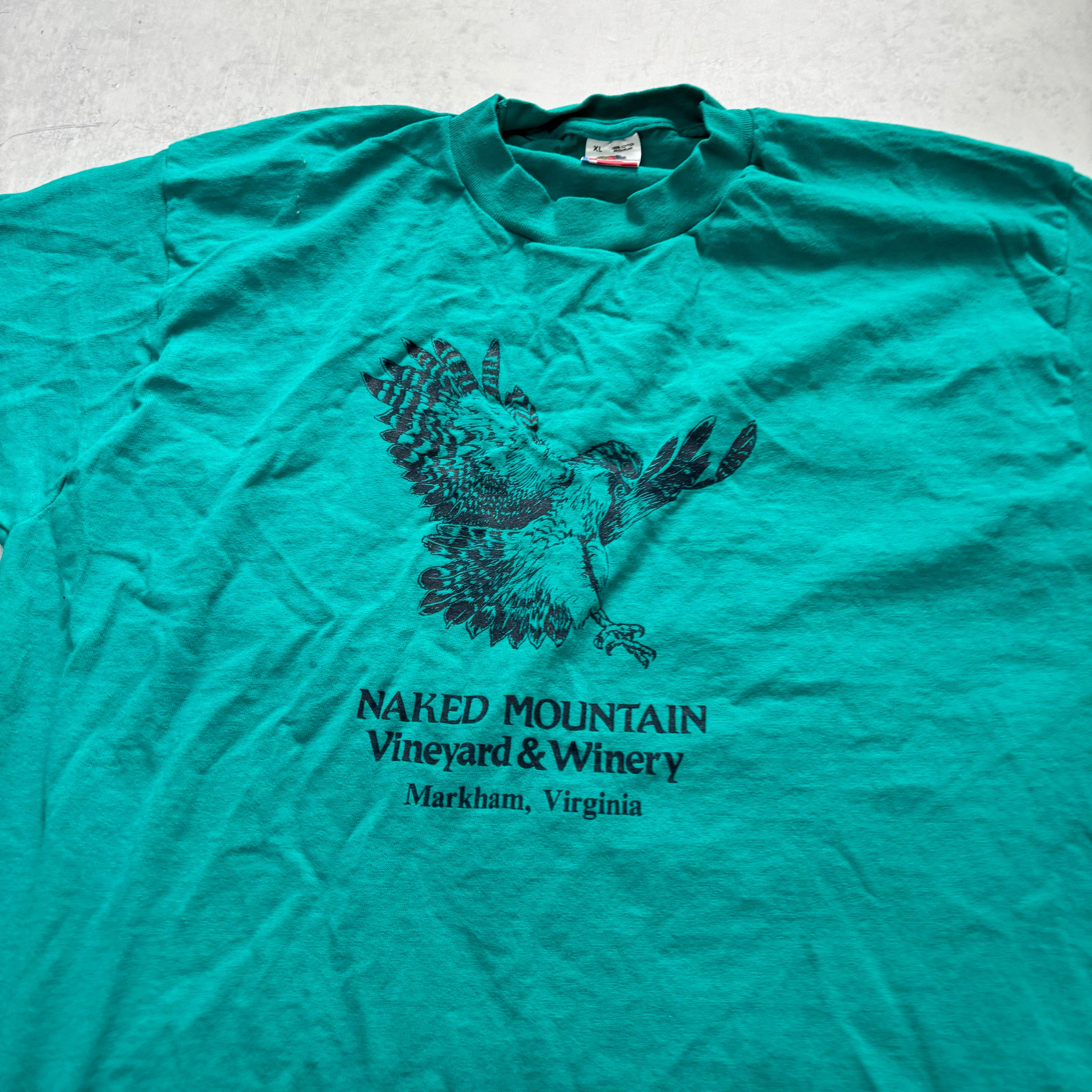 Vintage T Shirt Mens XL Teal Green Single Stitch Graphic Print 90s USA Wine (E)