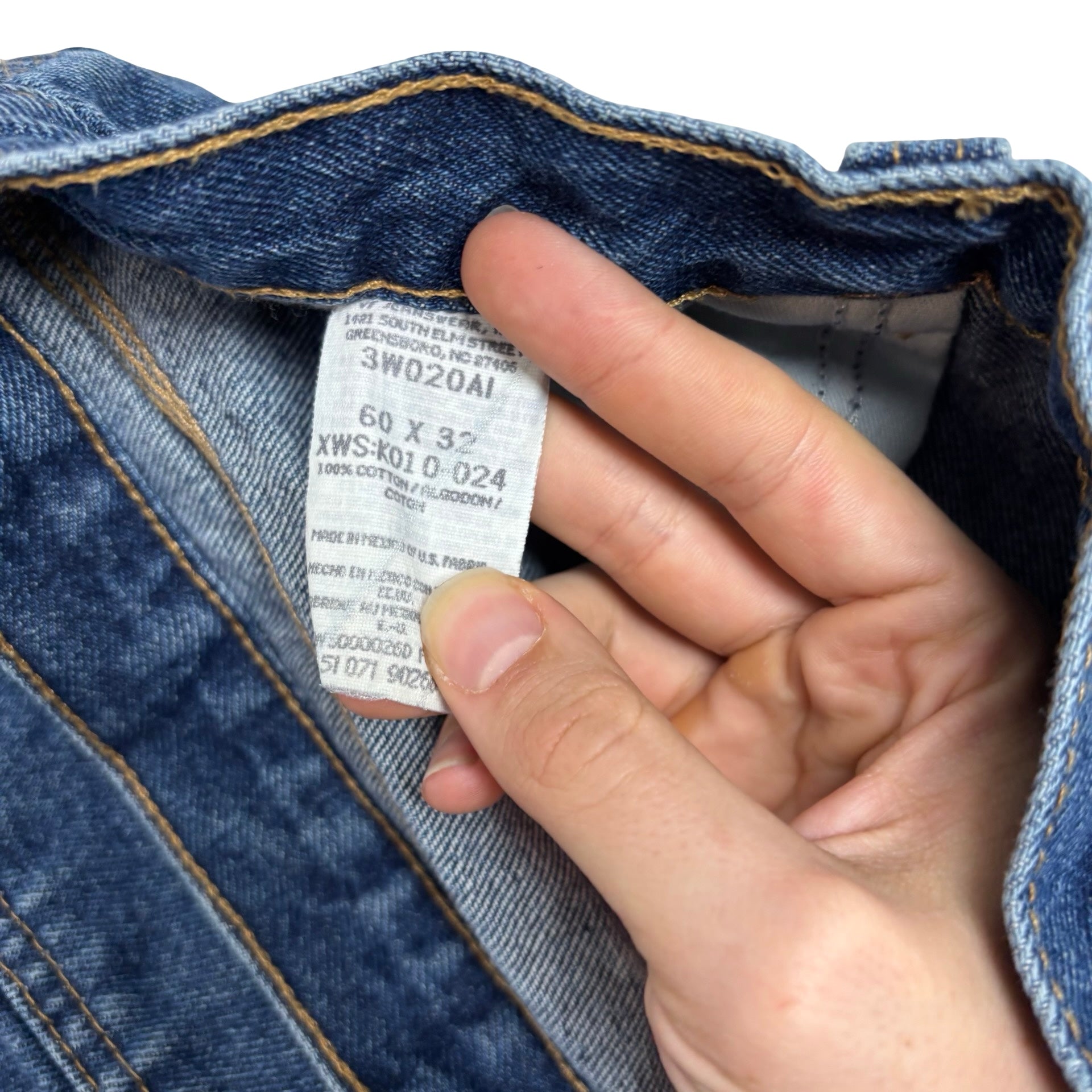 Wrangler Carpenter Jeans W60 L32 Mens Mid Blue Relaxed Straight Fit Denim (E)