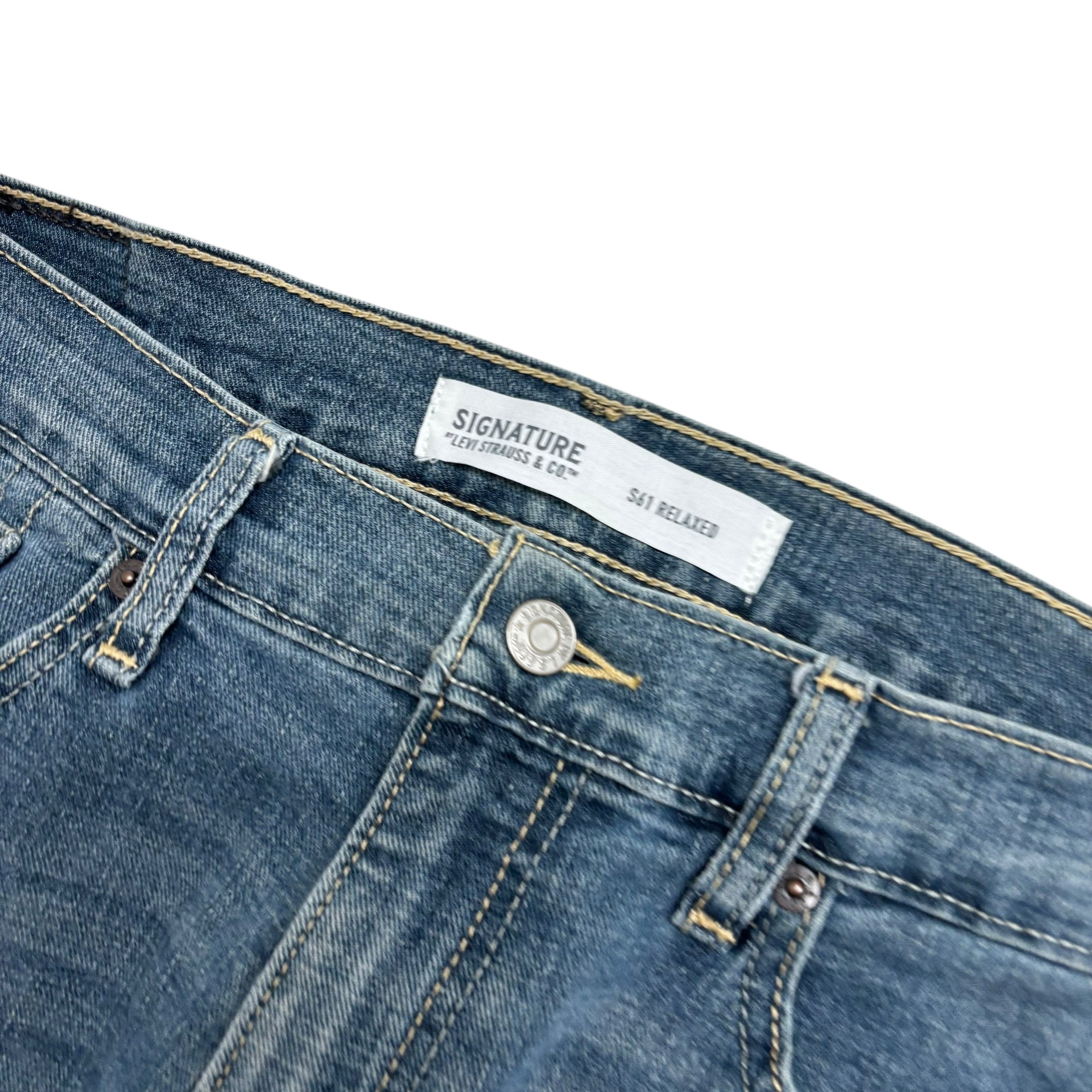 Levis Signature Jeans W33 L30 Mens Dark Blue Relaxed Straight Fit Stretch Denim