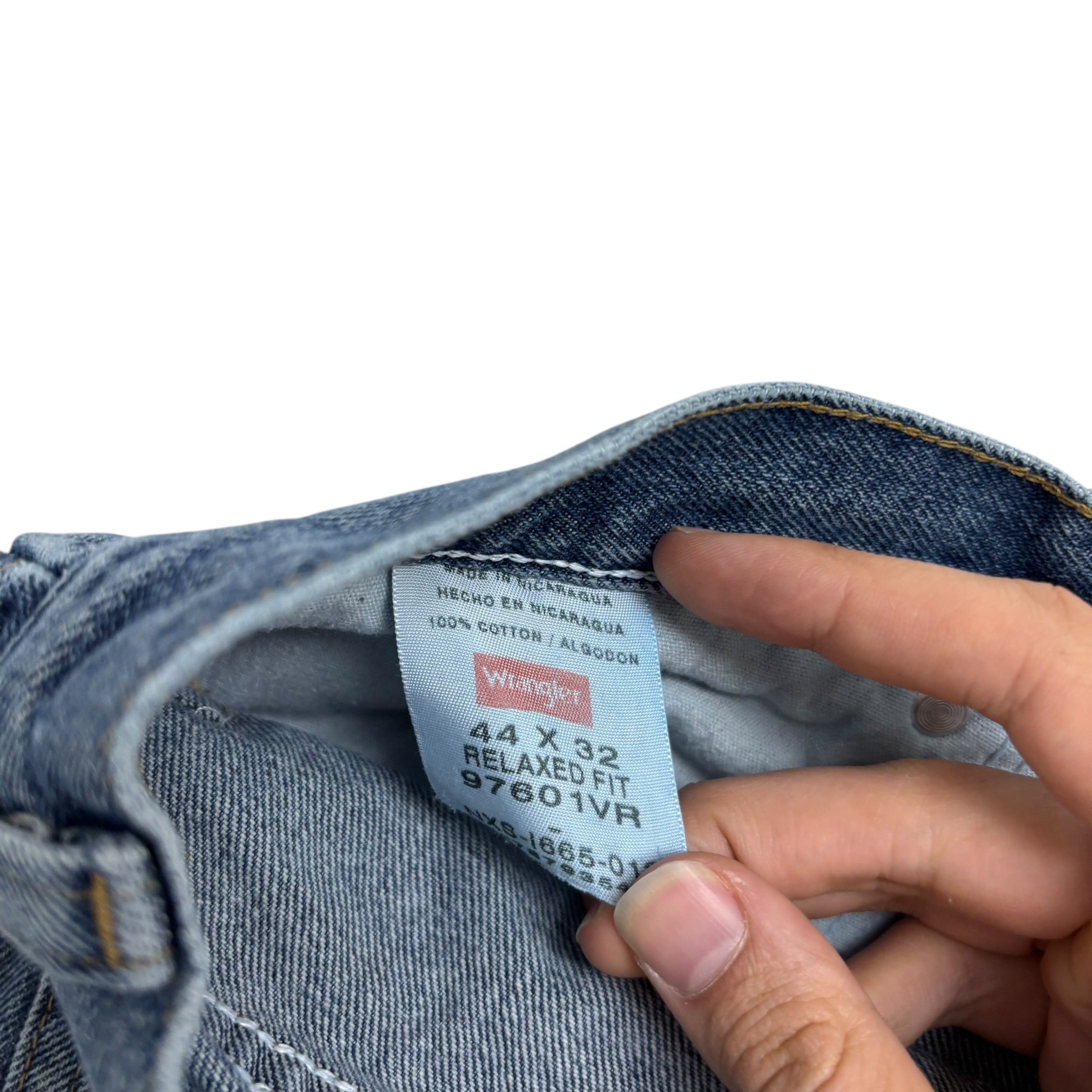 Wrangler Jeans W44 L32 Mens Mid Blue Relaxed Straight Fit Baggy Denim (E)
