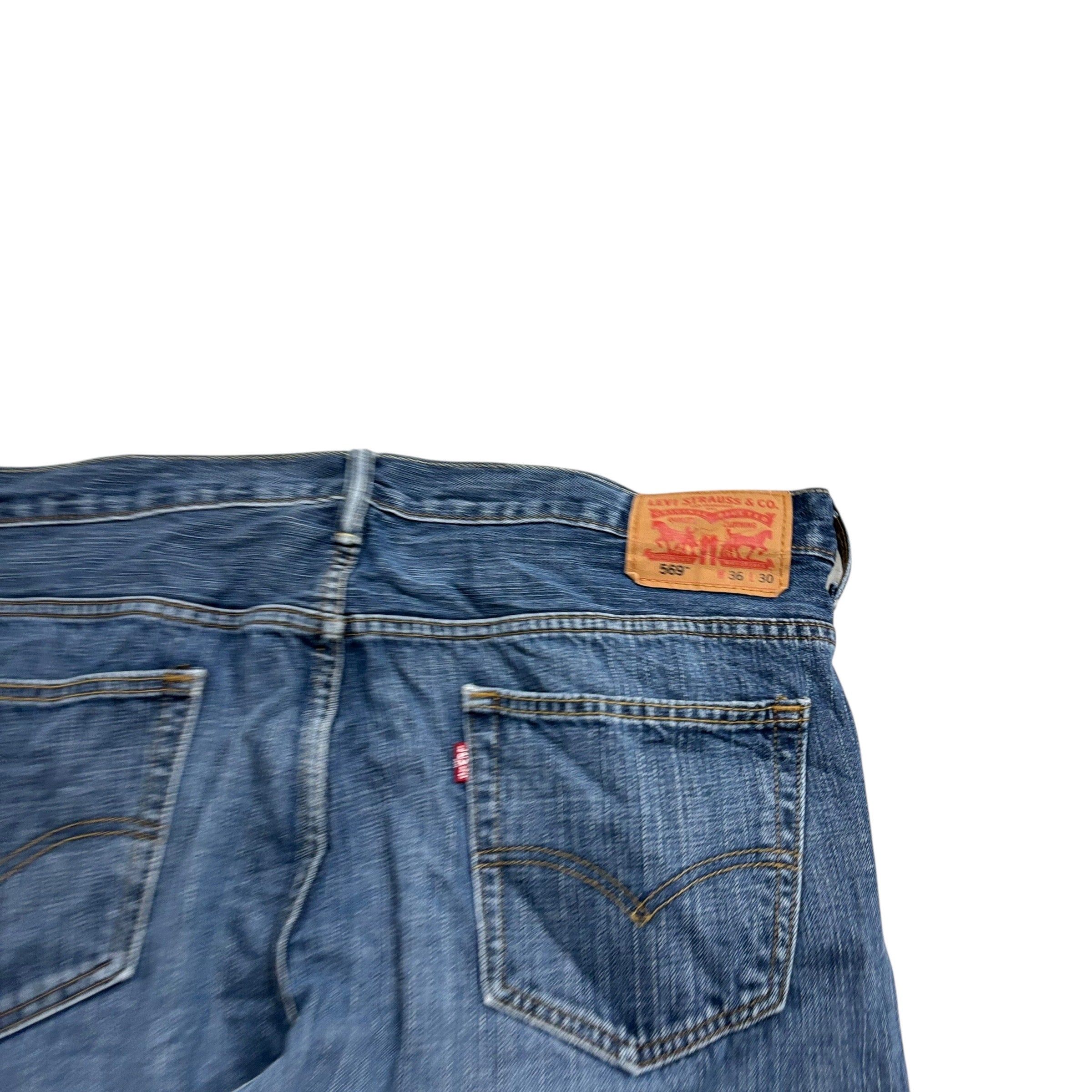 Levis 569 Jeans W36 L30 Mens Mid Blue Baggy Relaxed Straight Vintage Denim (E)