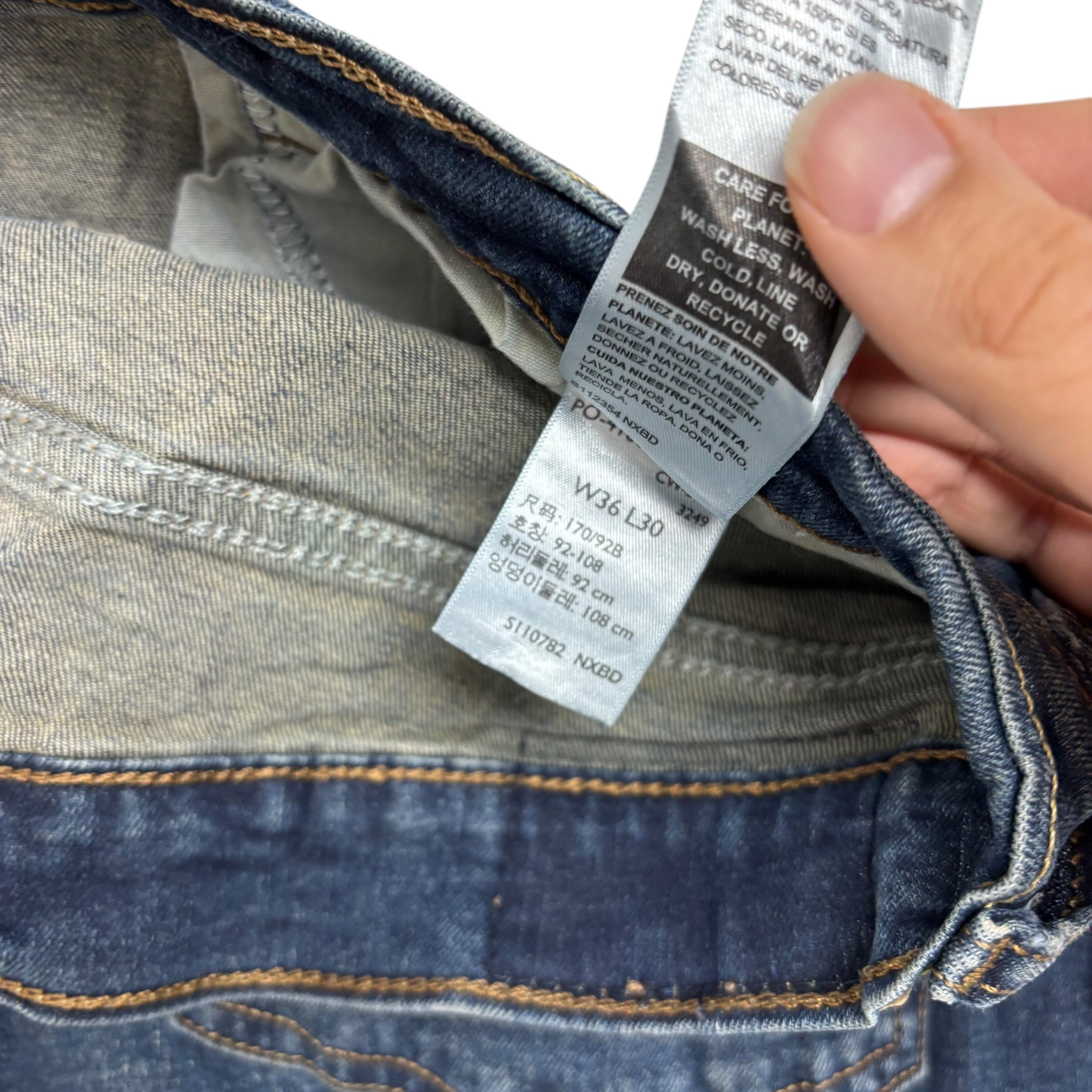 Levis Signature Jeans W36 L30 Mens Dark Blue Regular Straight Stretch Denim (E)