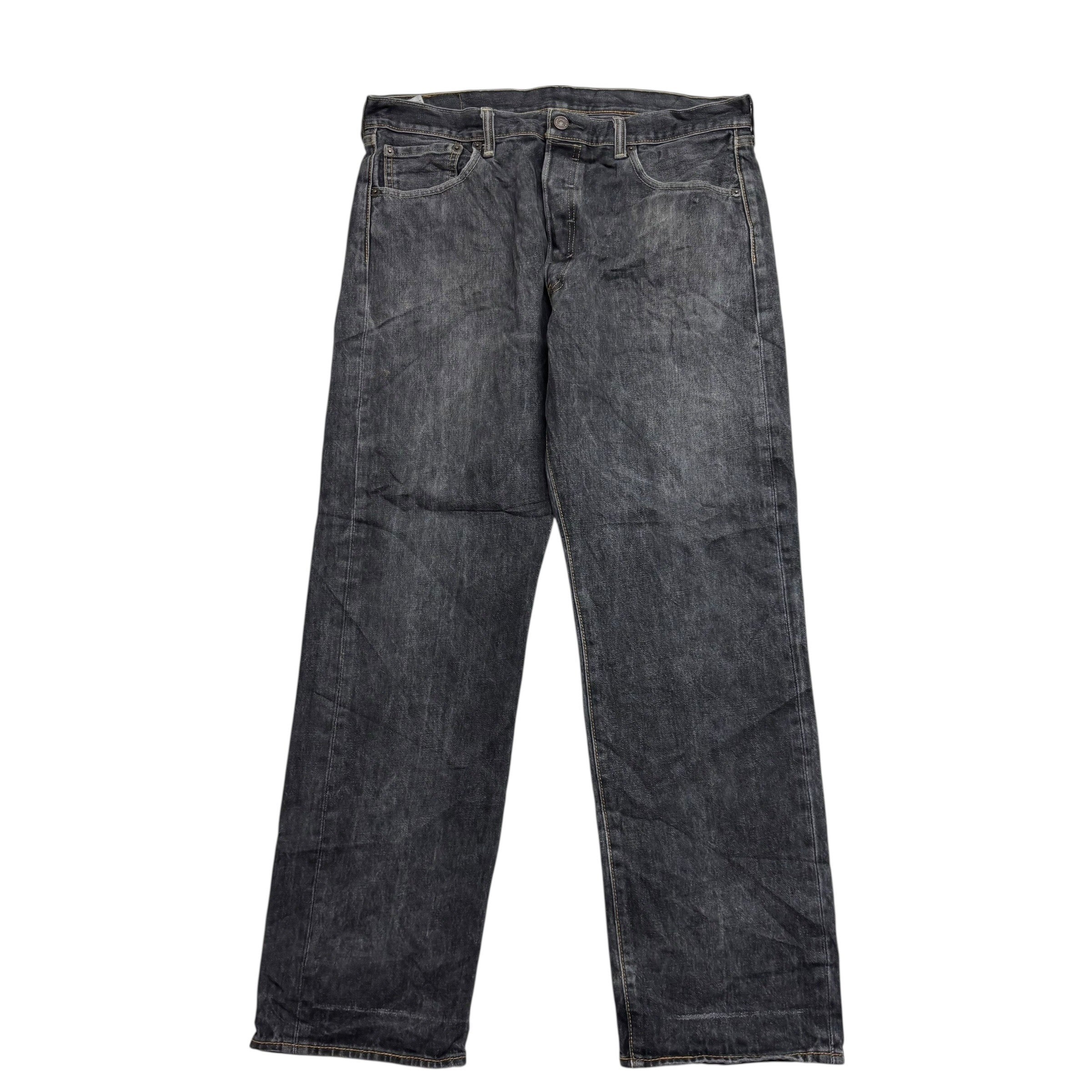 Levis 501 Jeans W35 L30 Mens Black Regular Straight Fit Denim (F)
