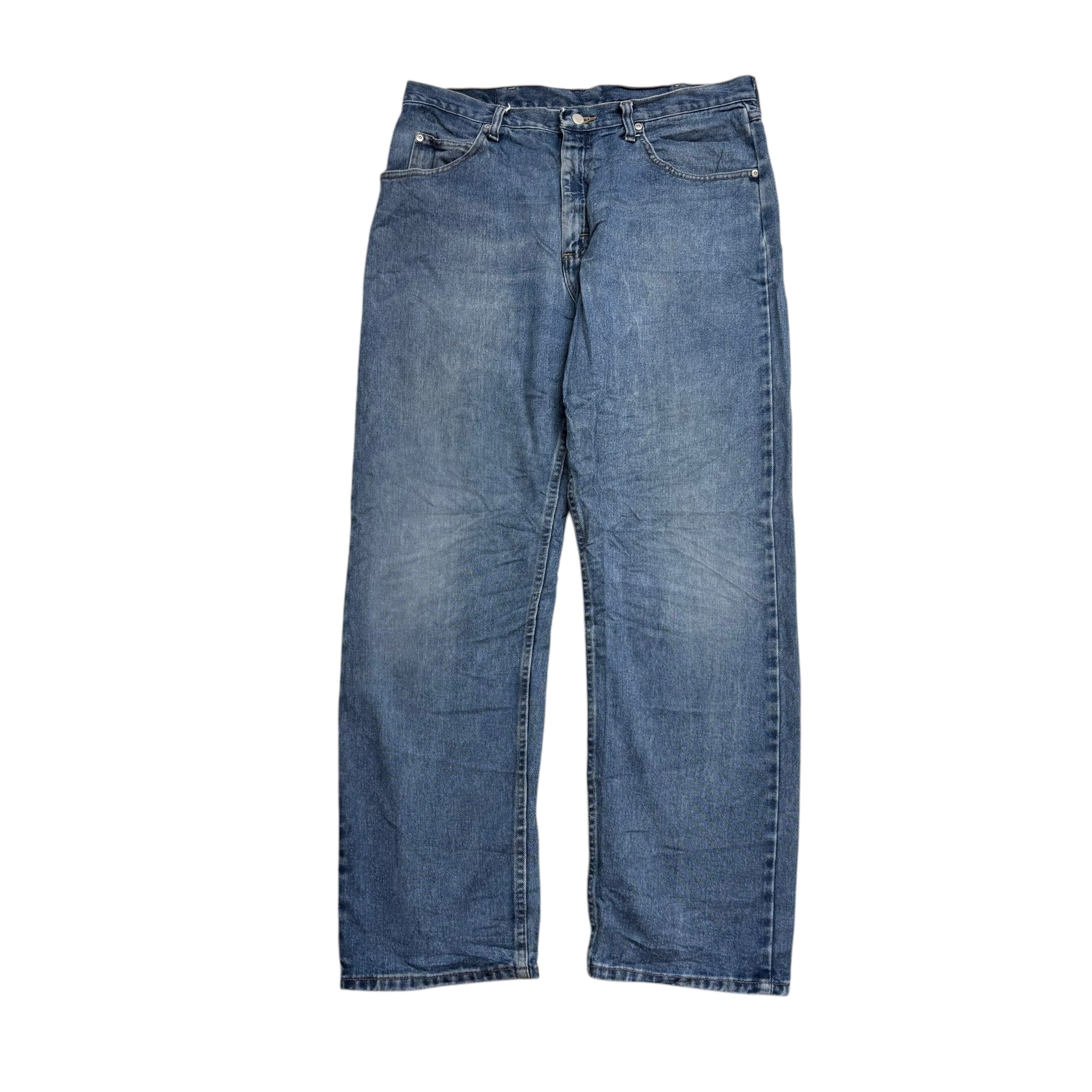 Wrangler Jeans W35 L32 Mens Mid Blue Baggy Relaxed Straight Fit Denim