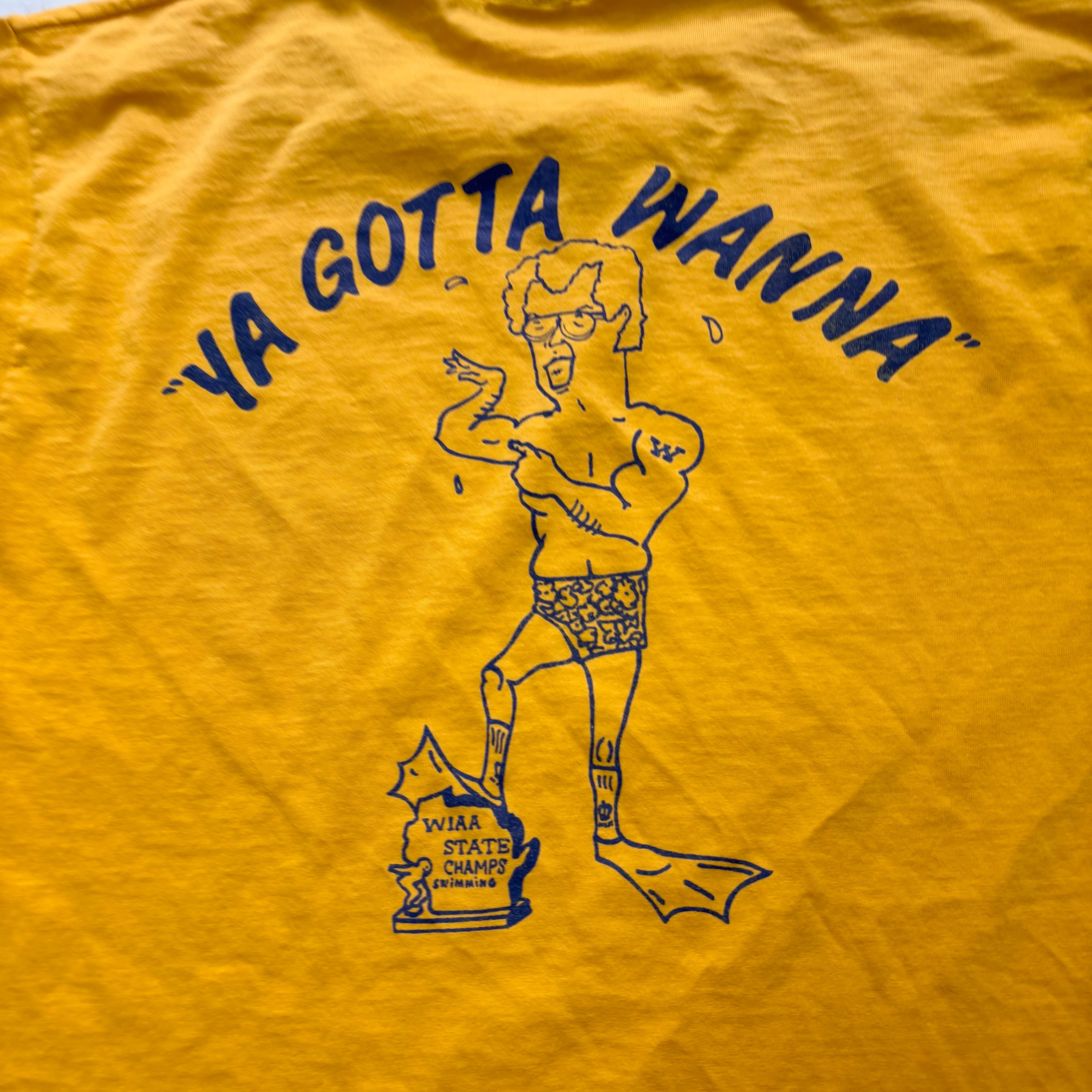 Vintage T Shirt Mens Large Yellow Single Stitch Graphic Print 90s USA