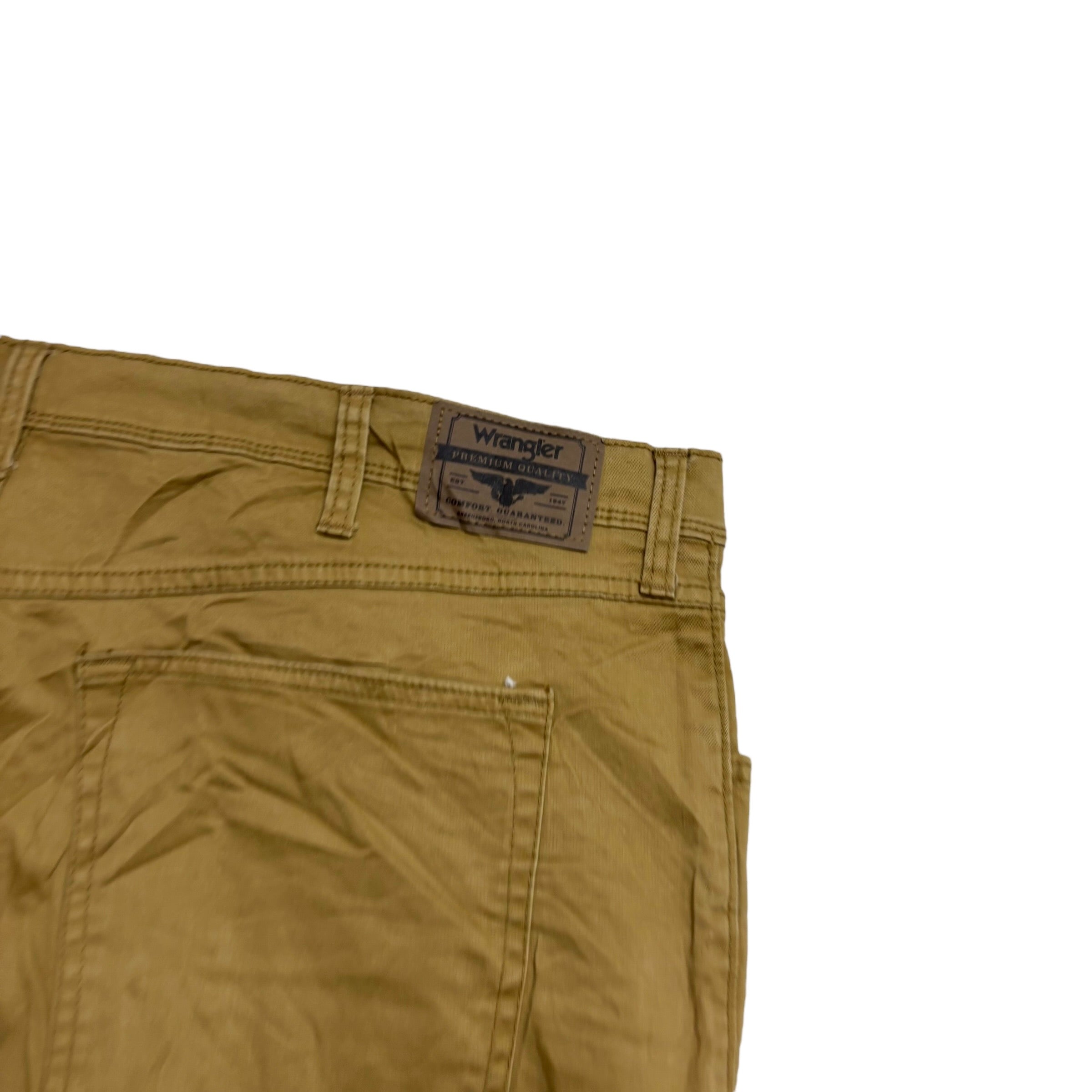 Wrangler Trousers W42 L30 Mens Beige Regular Straight Fit Stretch Pants