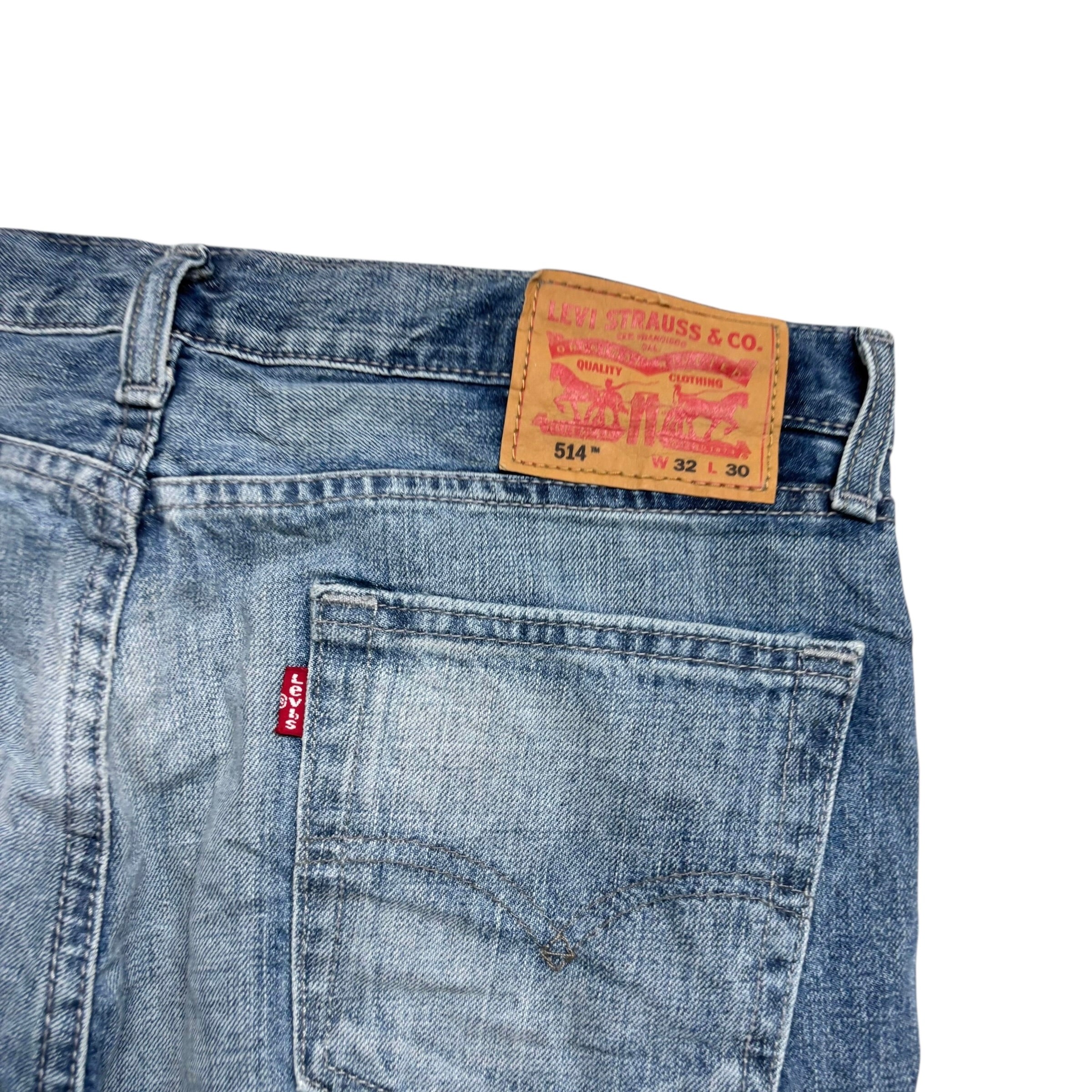 Levis 514 Jeans W32 L30 Mens Mid Blue Regular Straight Fit Denim