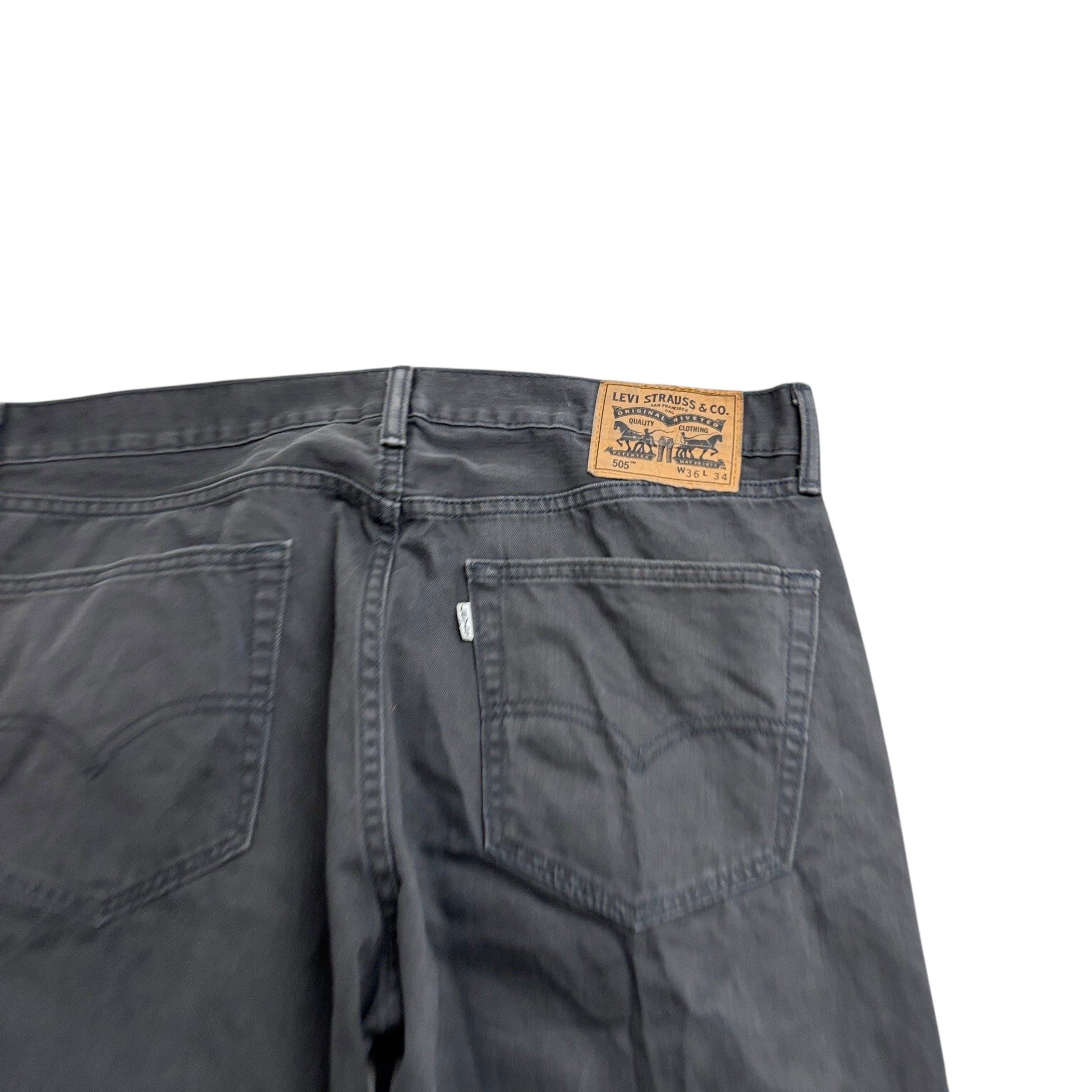 Levis 505 Trousers W36 L34 Mens Grey Regular Straight Fit Cotton Pants (E)