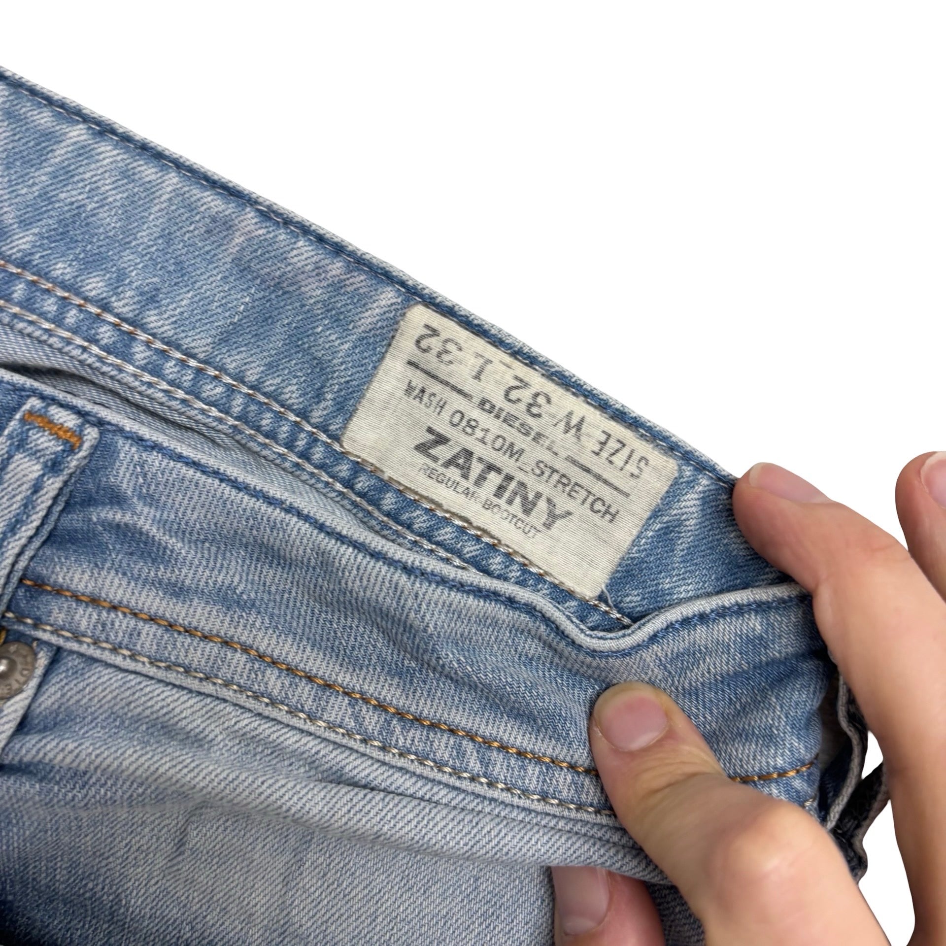 Diesel Zatiny Jeans W32 L32 Mens Light Blue Regular Bootcut Fit Stretch