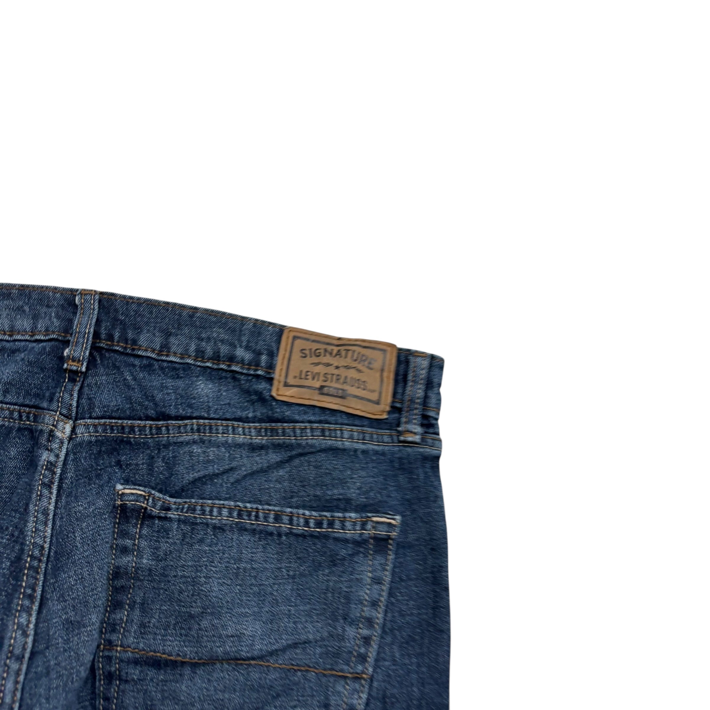 Levis Signature Jeans W34 L30 Mens Dark Blue Regular Straight Stretch Denim (E)