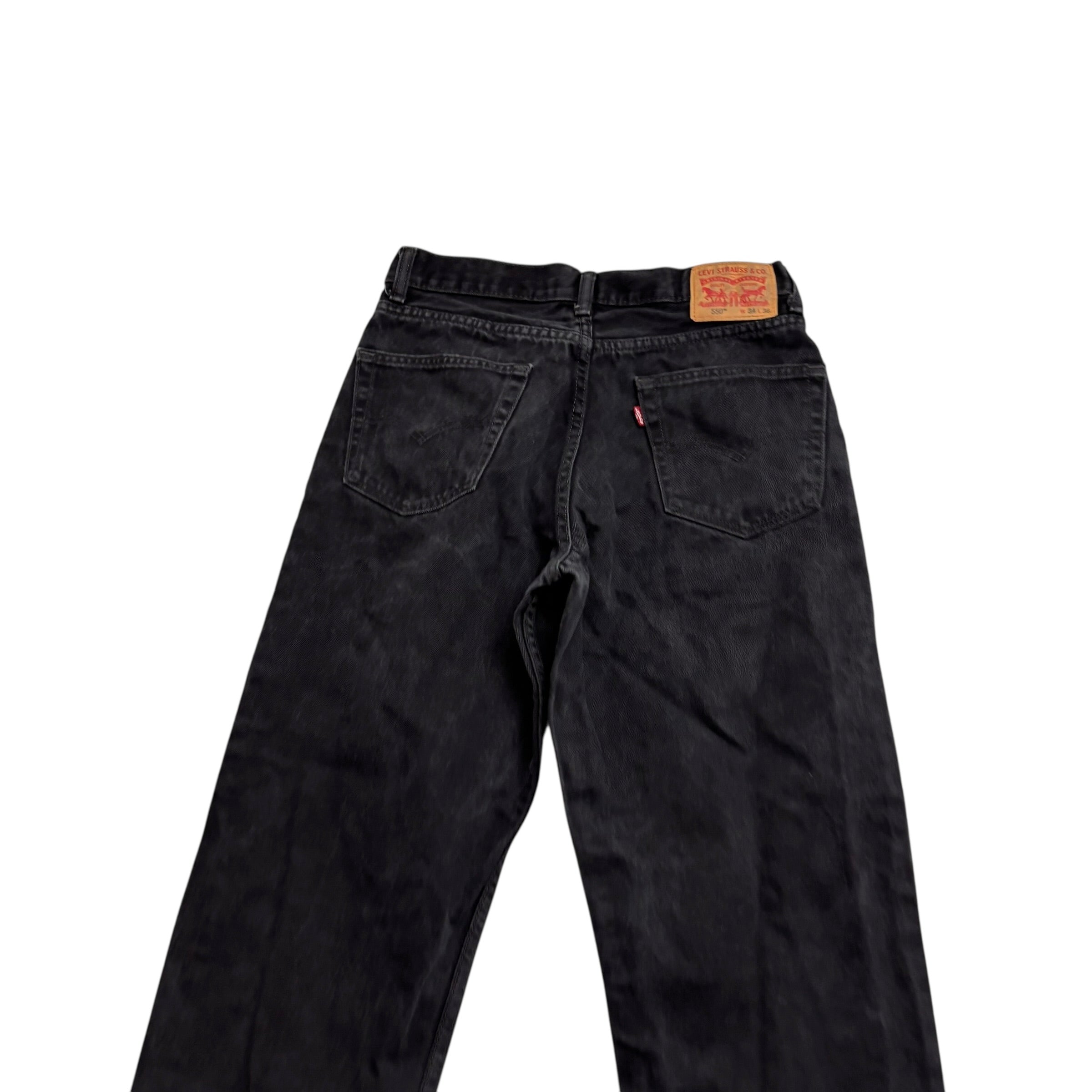 Levis 550 Jeans W32 L36 Mens Black Baggy Relaxed Straight Fit Denim (E)