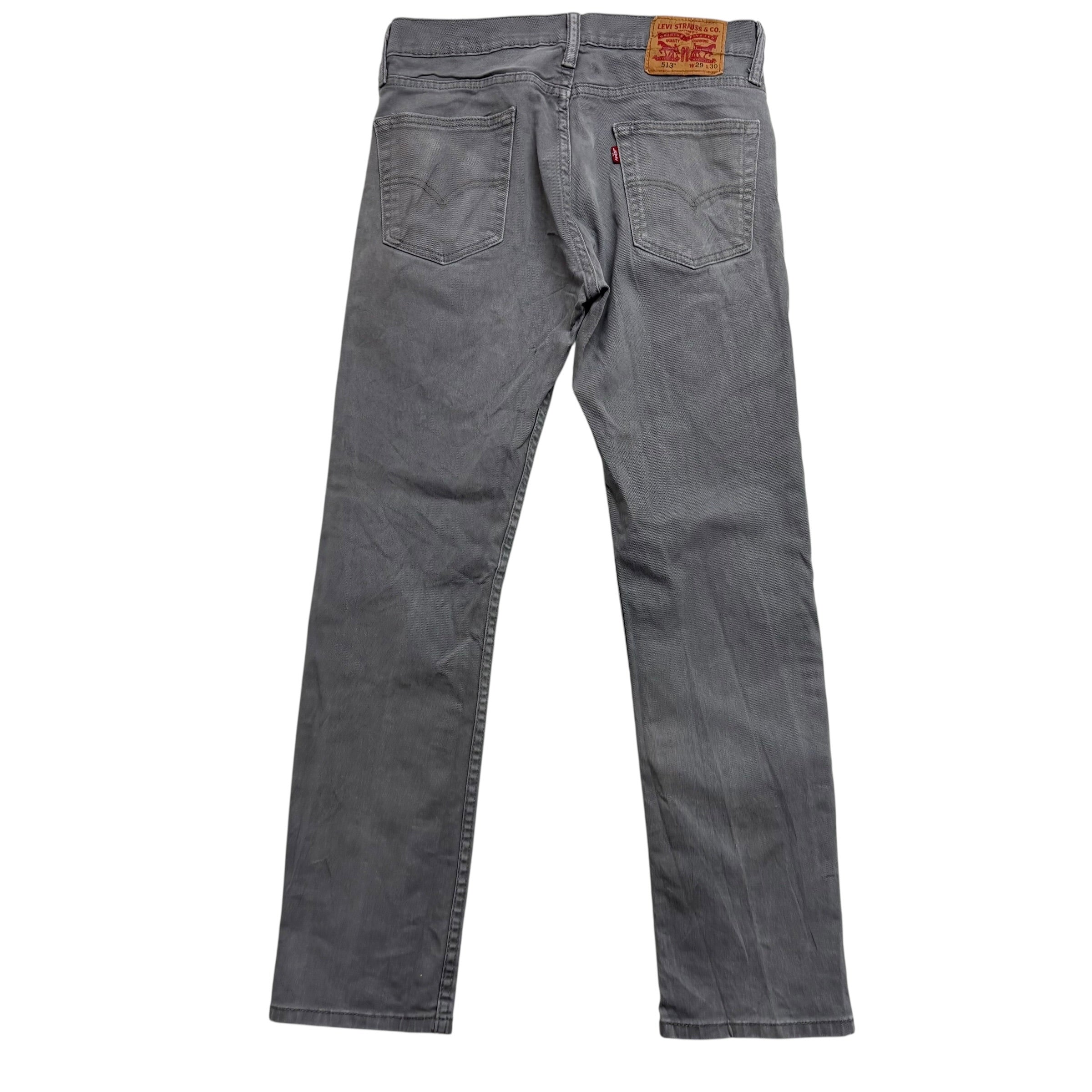 Levis 513 Jeans W29 L30 Mens Grey Slim Straight Fit Stretch Denim (E)