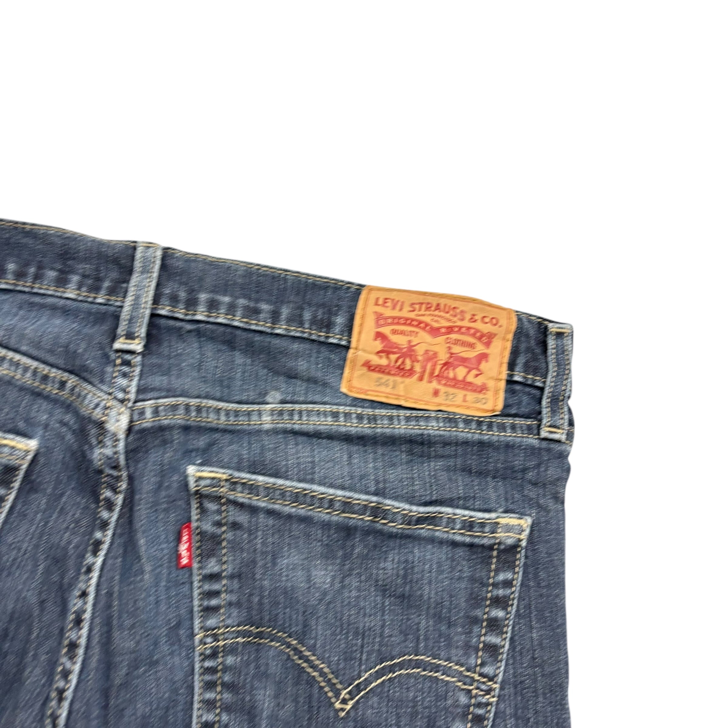 Levis 541 Jeans W32 L29 Mens Dark Blue Athletic Tapered Fit Stretch Denim (F)