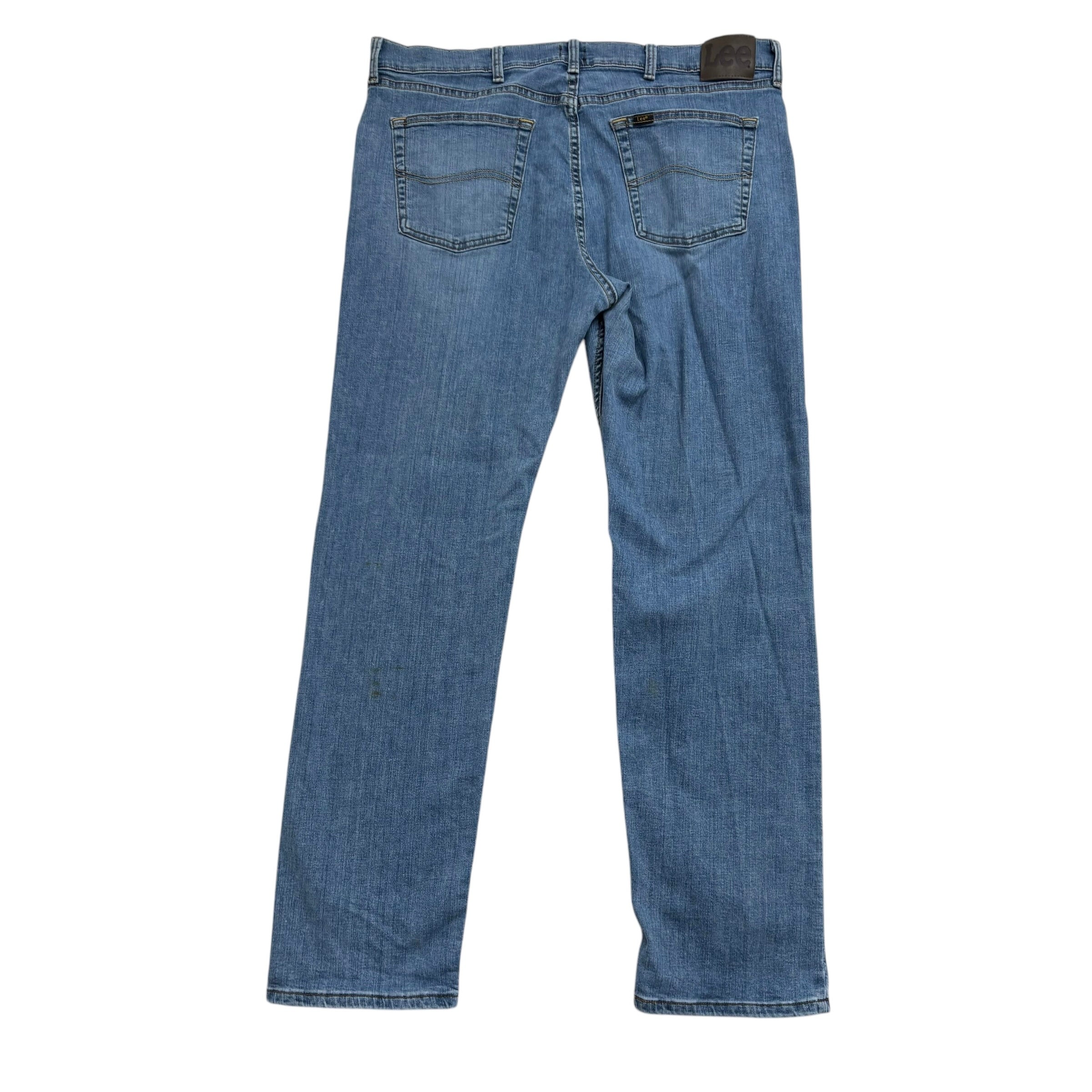 Lee Jeans W38 L32 Mens Mid Blue Classic Regular Straight Fit Stretch Denim (F)