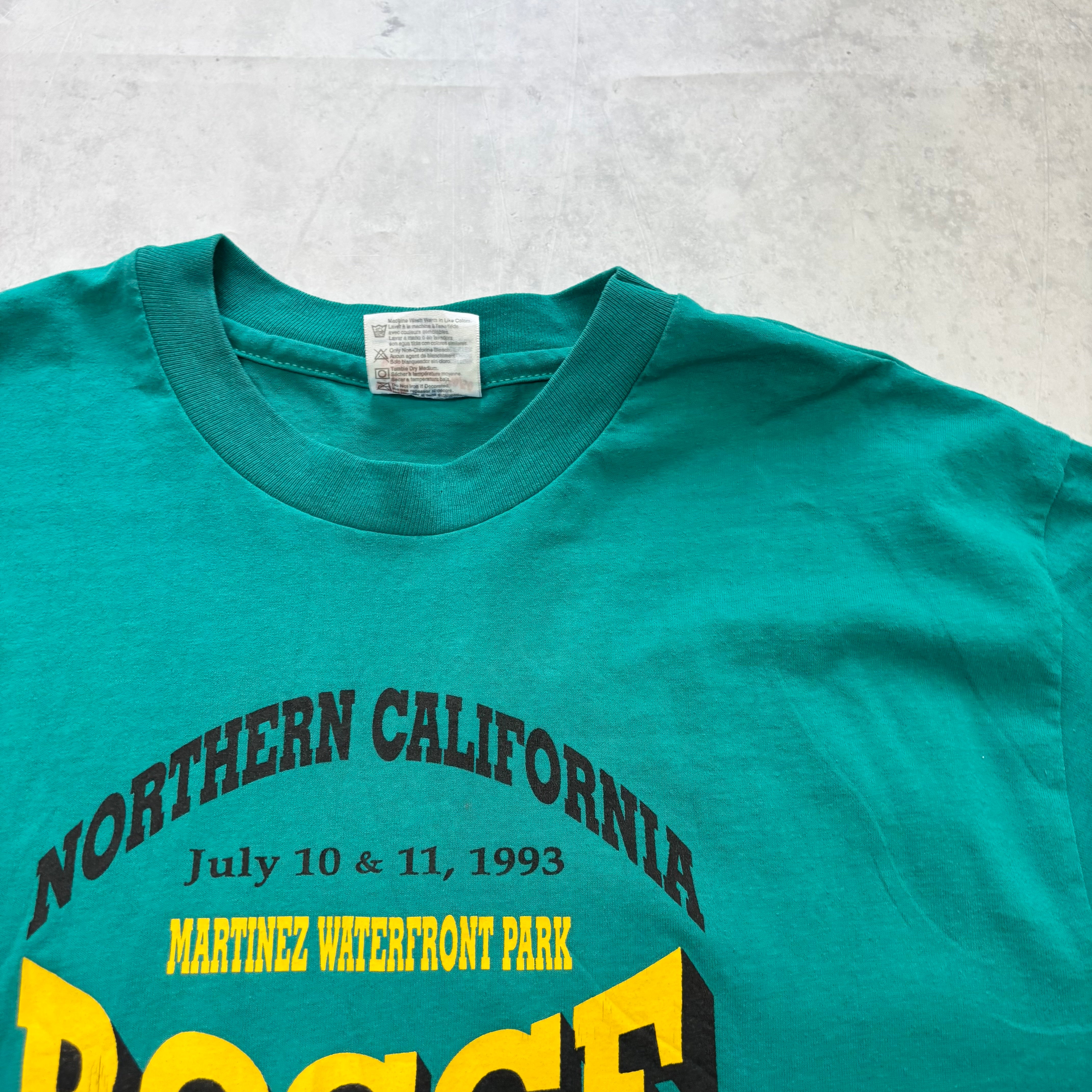 Vintage T Shirt Mens Medium Green Single Stitch Graphic Print 90s USA (E)