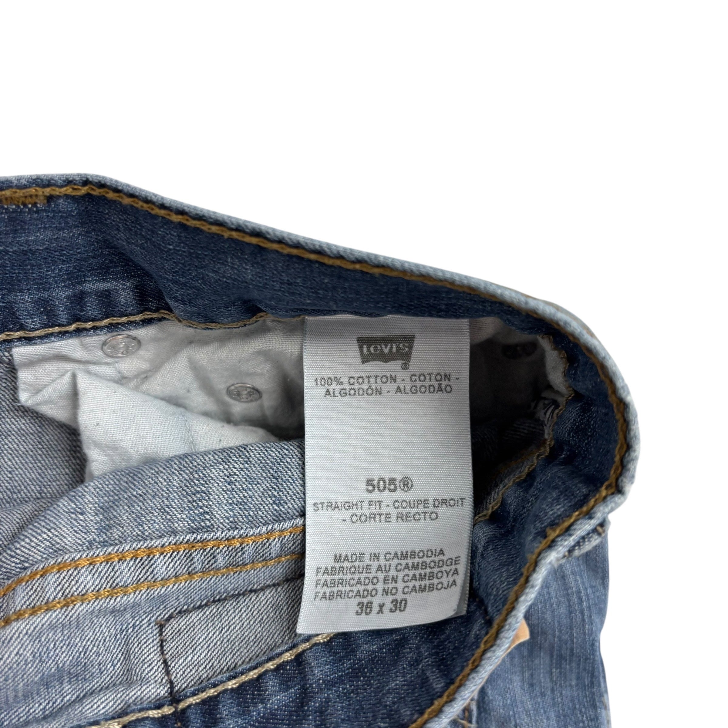 Levis 505 Jeans W36 L30 Mens Mid Blue Regular Straight Fit Vintage Denim