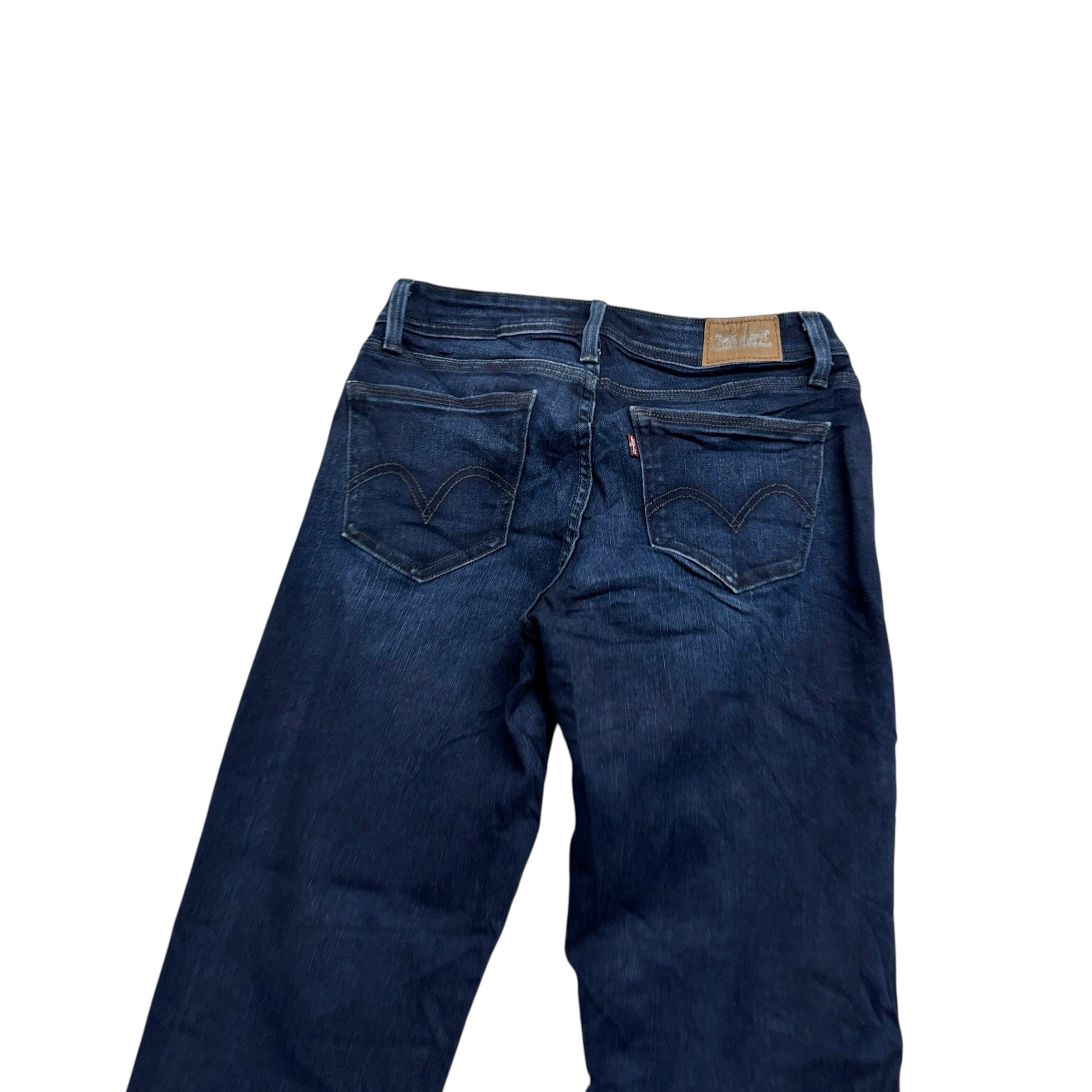 Levis 529 Jeans W28 L30 Womens Curvy Bootcut Dark Blue Stretch Denim (E)