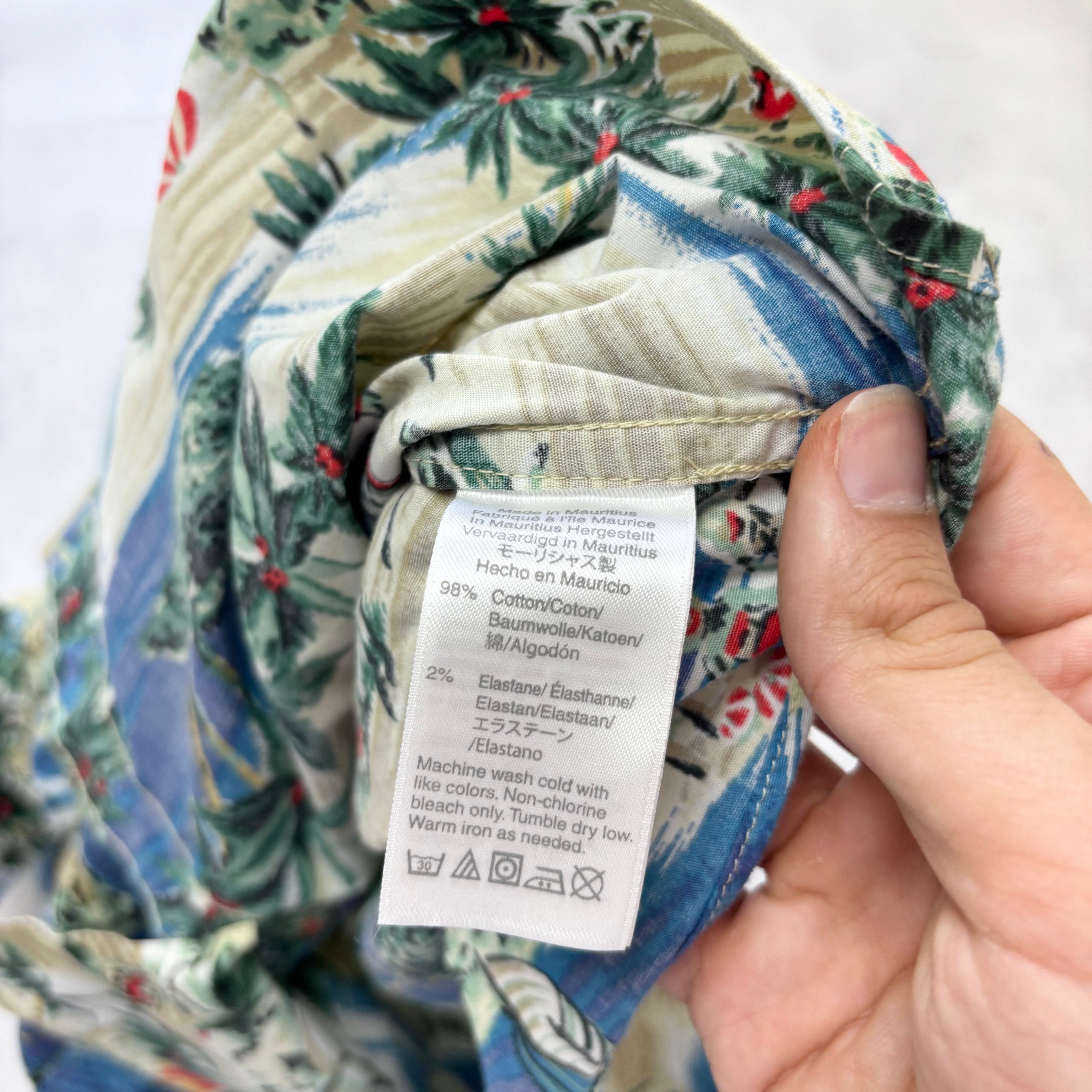 Hawaiian Shirt Mens Large Multi Floral Aloha Short Sleeve Cotton Slim Fit (E)