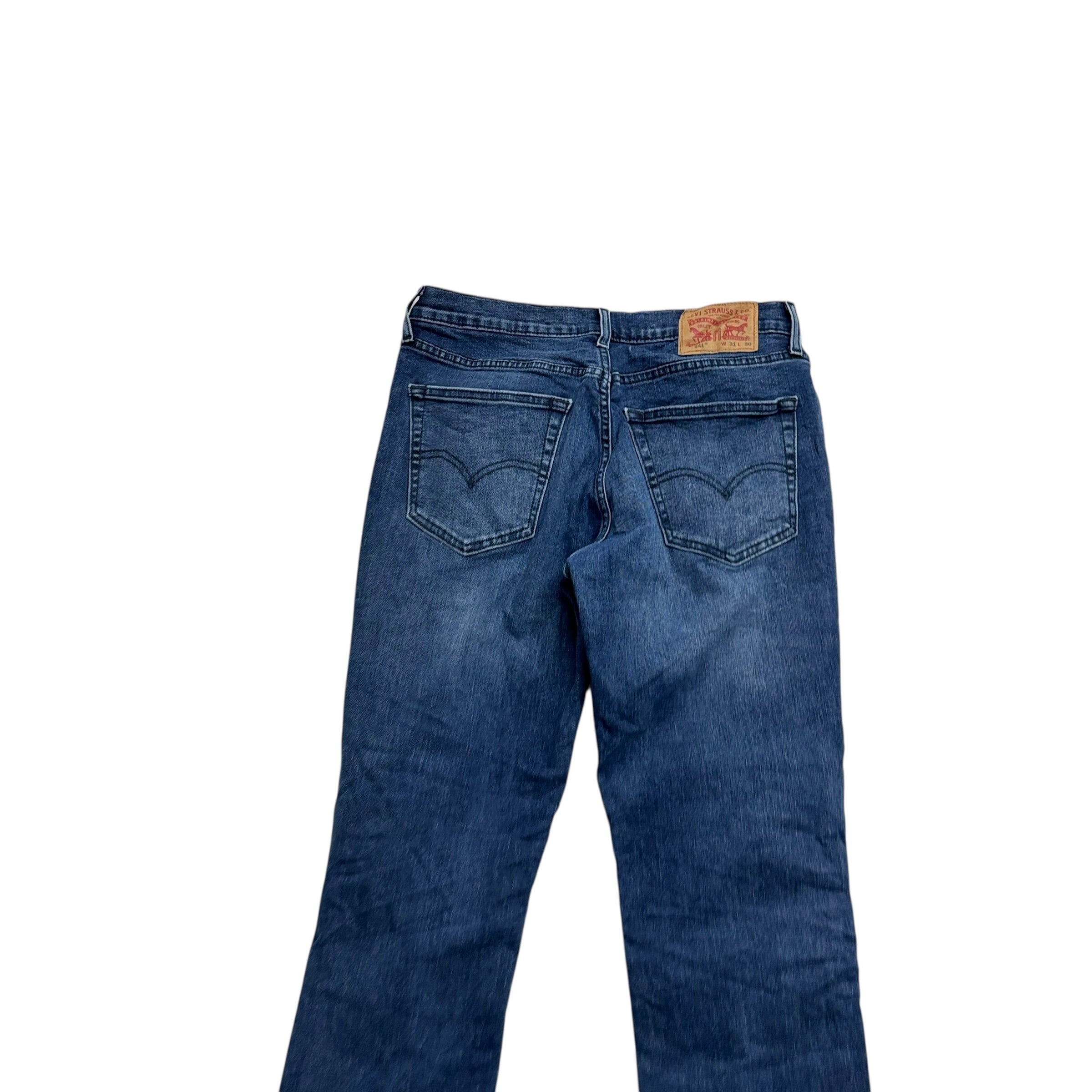 Levis 541 Jeans W31 L29 Mens Navy Blue Athletic Tapered Fit Stretch Denim (E)