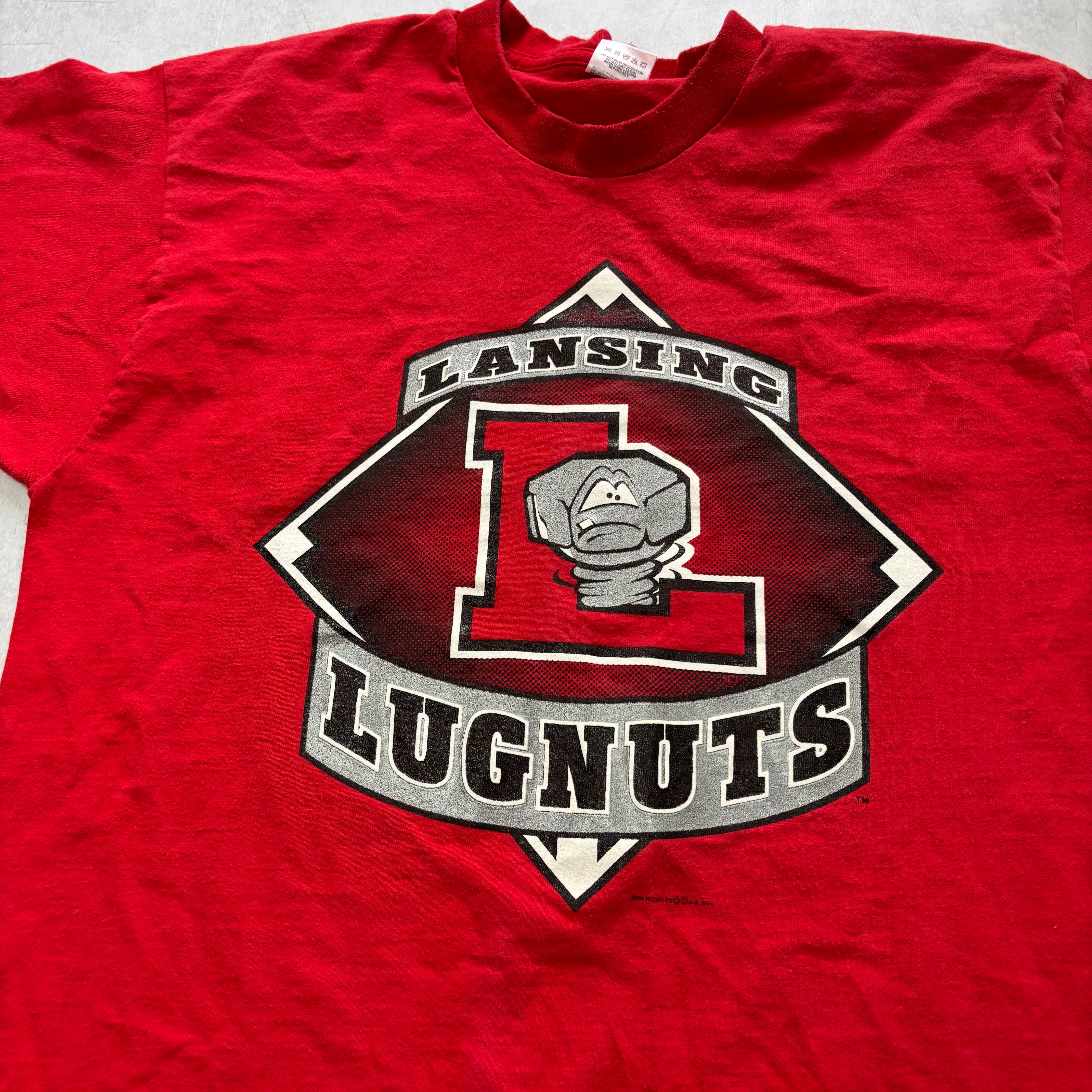 Vintage T Shirt Mens Large Red Single Stitch Graphic Print 90s USA College