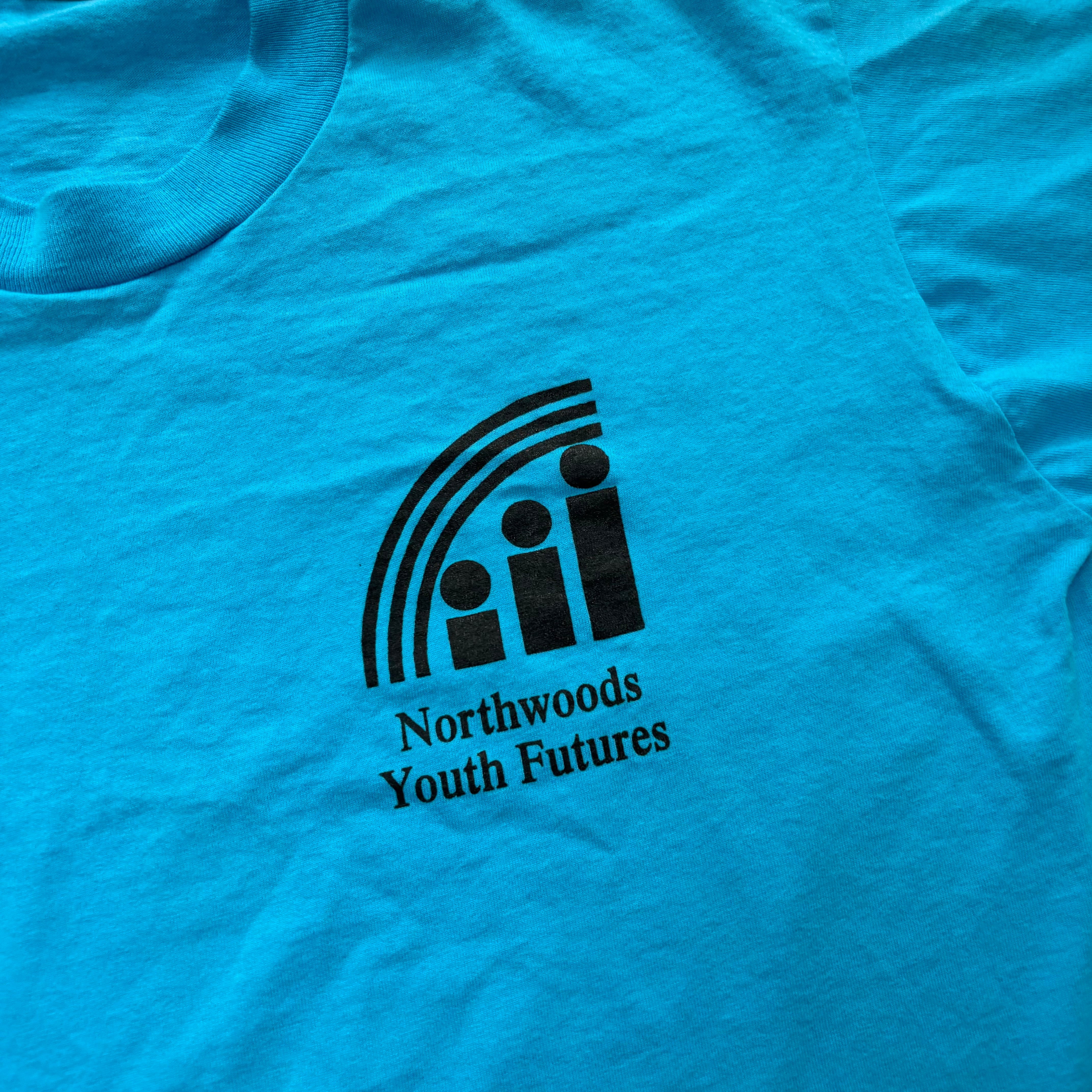 Vintage T Shirt Mens Large Blue Single Stitch Graphic Print 90s USA (E)