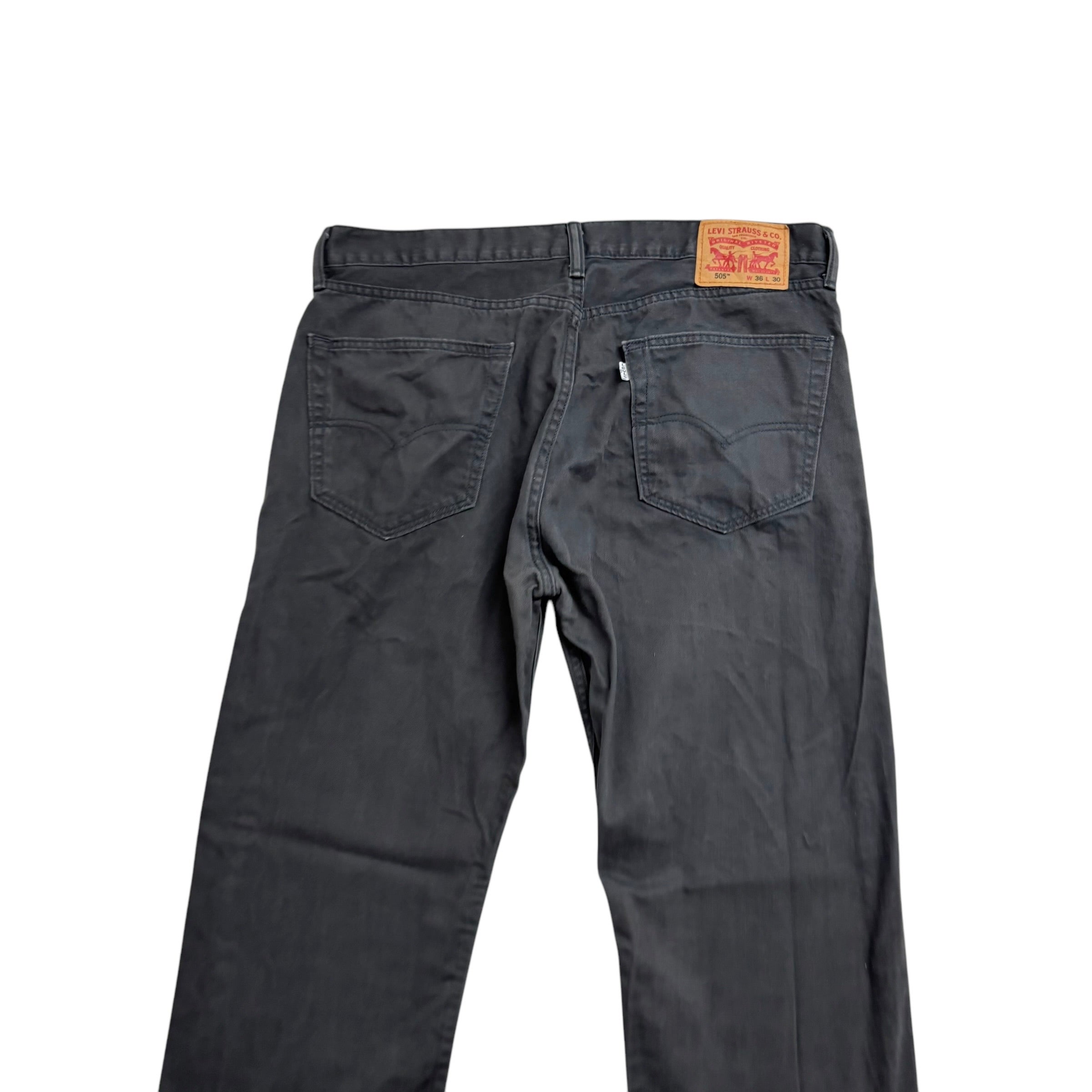 Levis 505 Trousers W36 L30 Mens Grey Regular Straight Fit Cotton Pants (E)