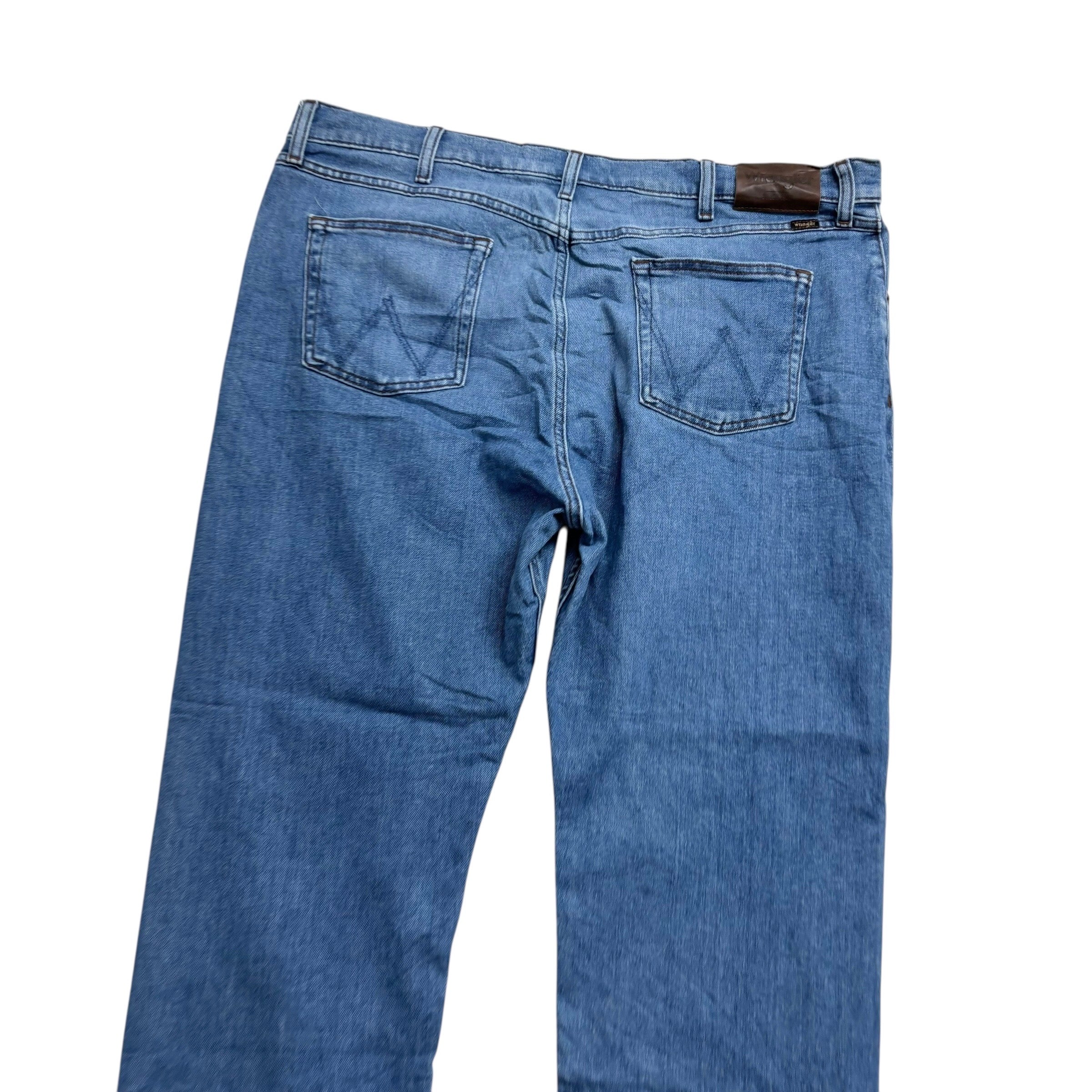 Wrangler Jeans W42 L30 Mens Mid Blue Regular Straight Fit Stretch Denim