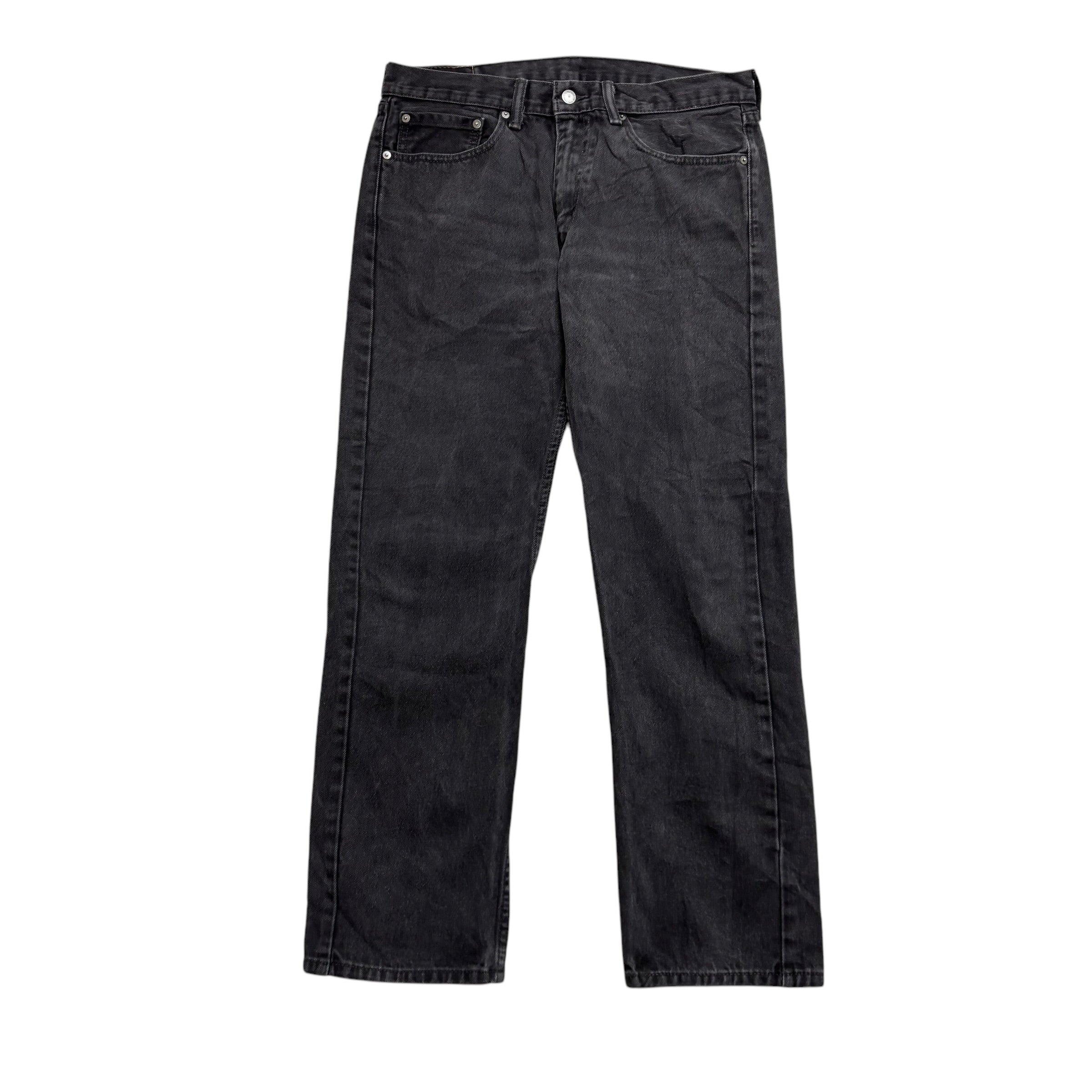 Levis 505 Jeans W34 L31 Mens Black Regular Straight Fit Denim (E)