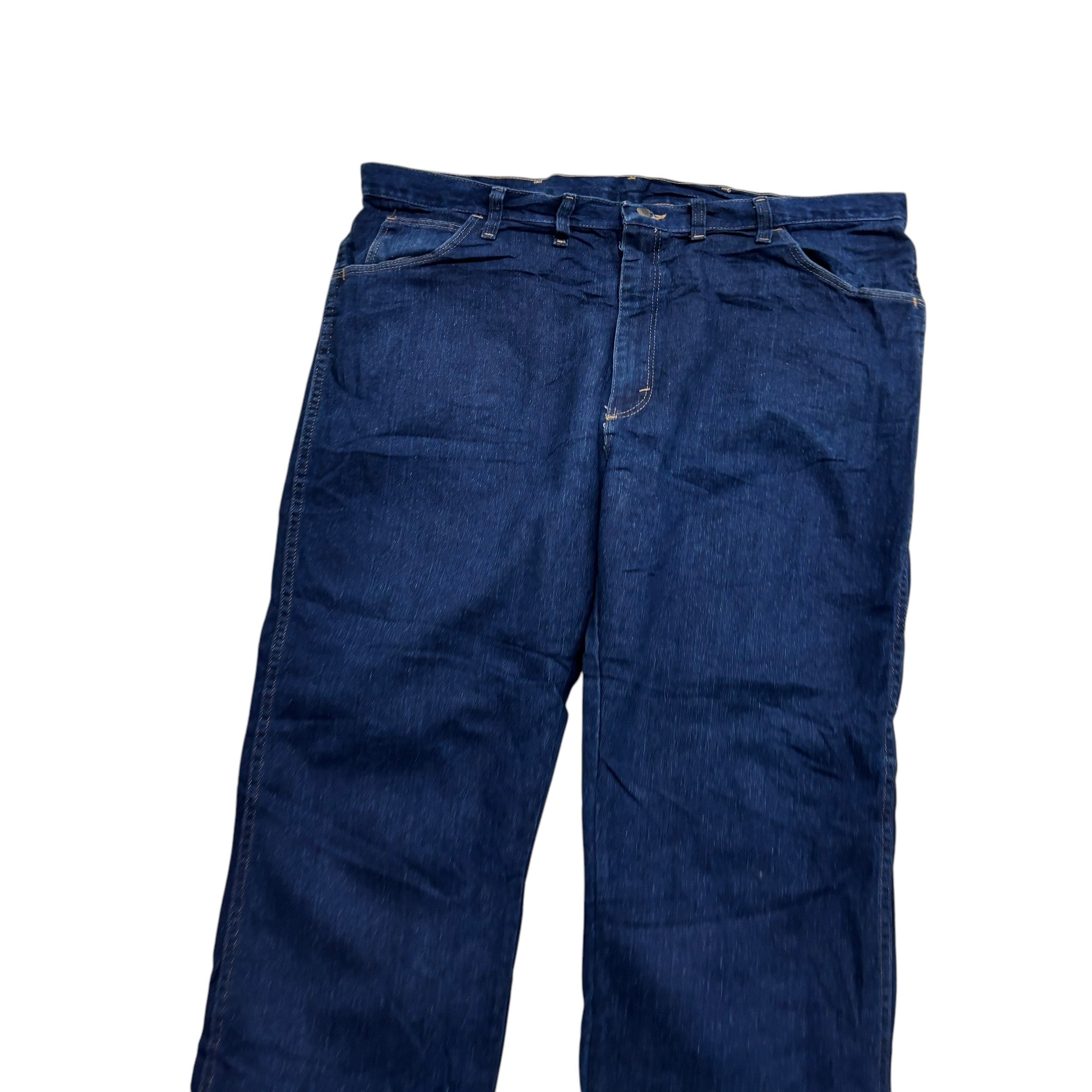 Wrangler Jeans W42 L30 Mens Dark Blue Relaxed Straight Fit Vintage Denim (E).