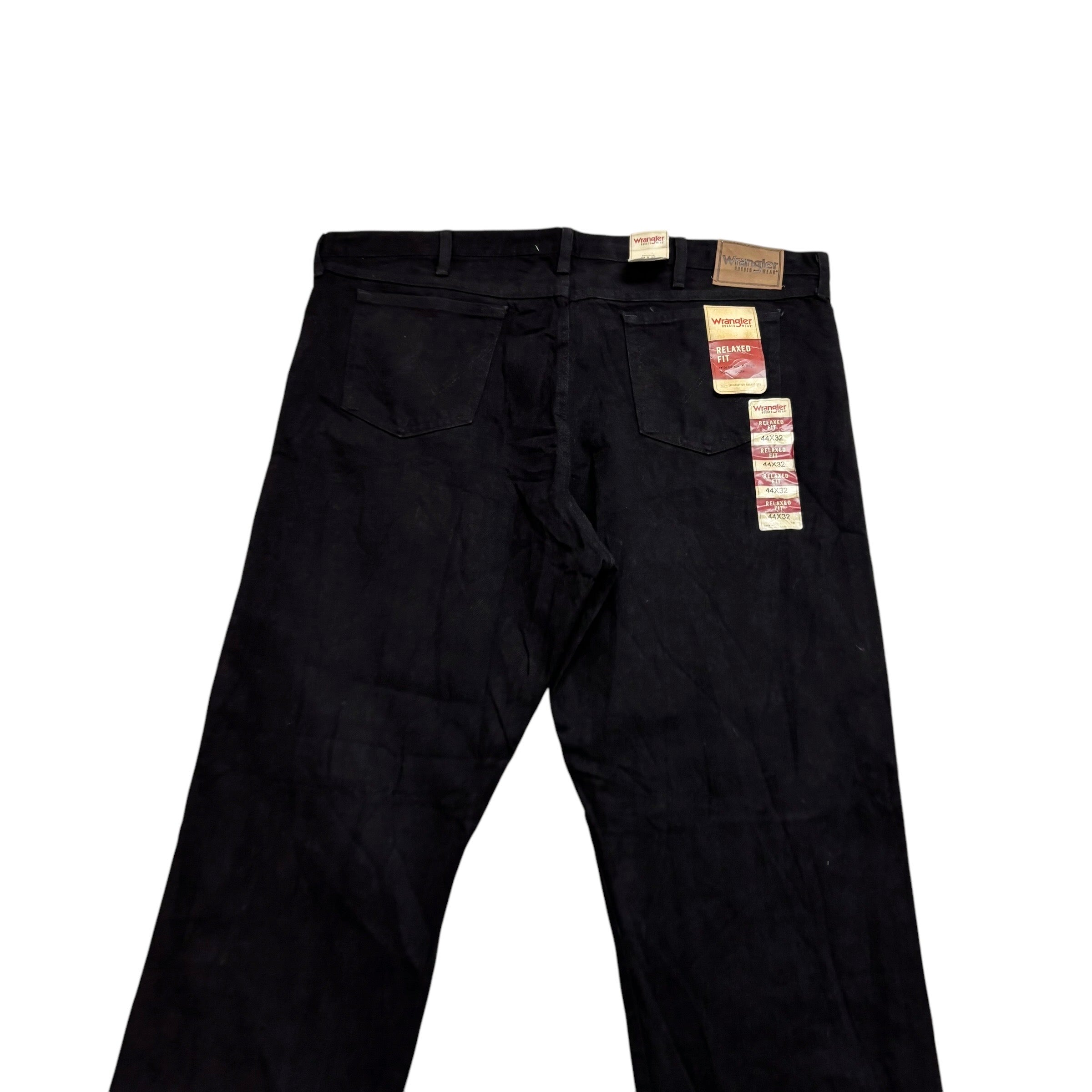 Wrangler Jeans W44 L34 Mens Black Relaxed Straight Fit Vintage Baggy Denim (E)