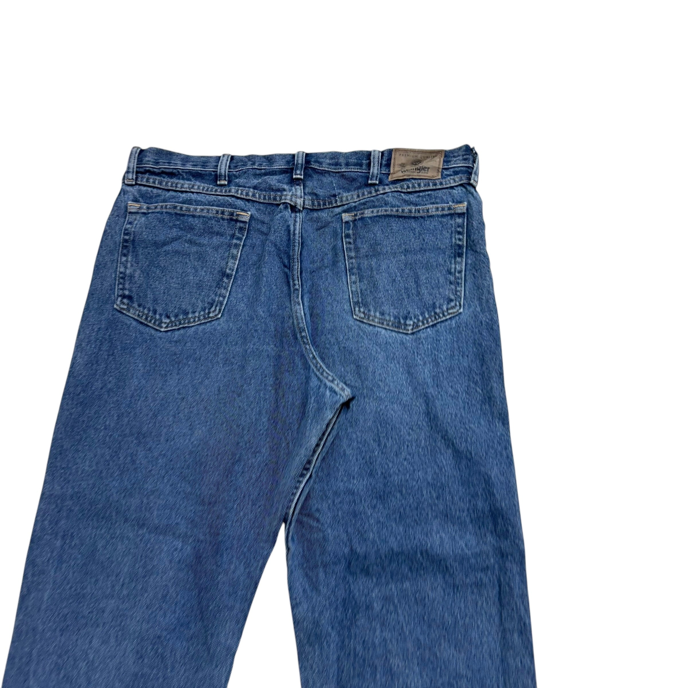 Wrangler Jeans W38 L30 Mens Mid Blue Relaxed Straight Fit Denim