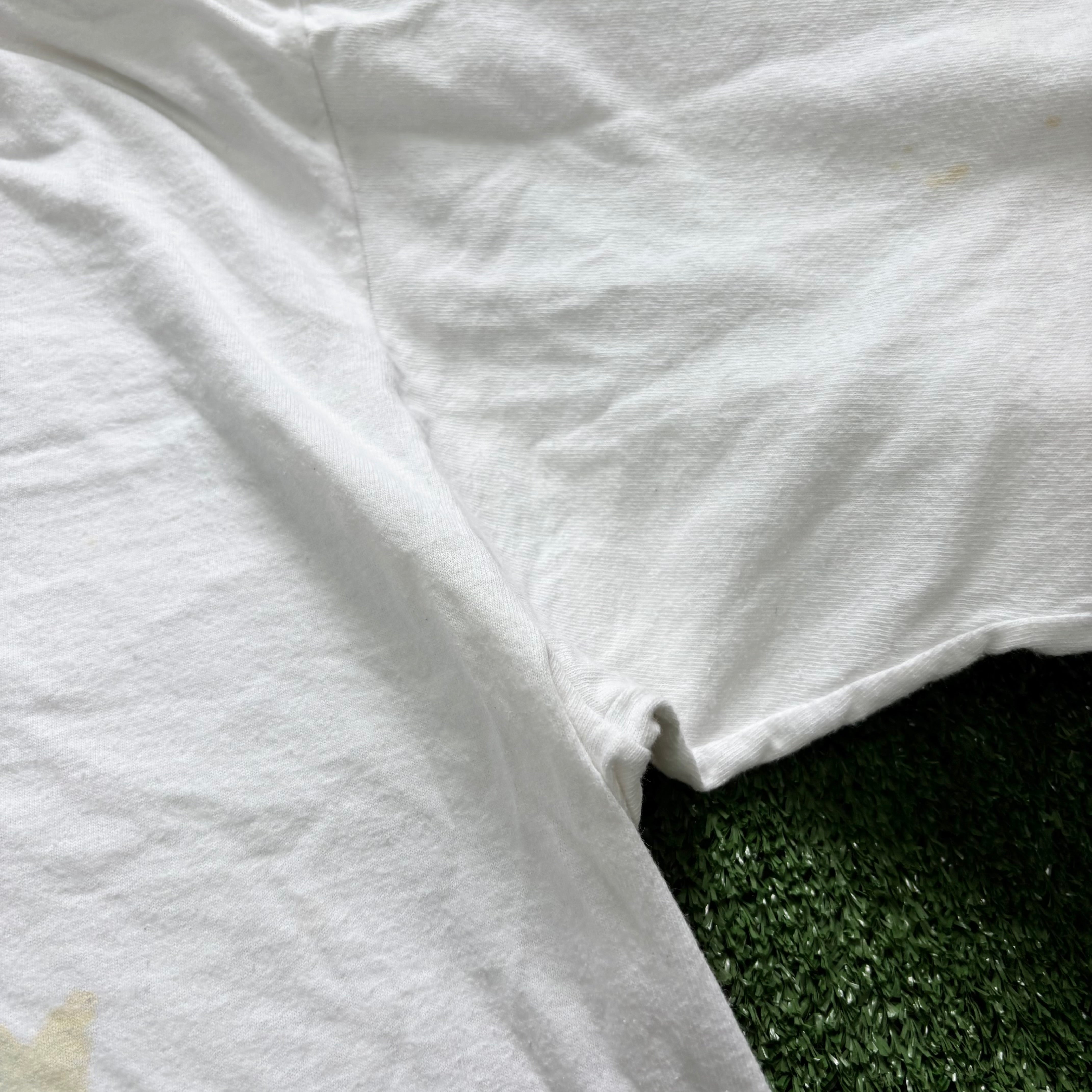 Vintage T Shirt Mens Large White Single Stitch Graphic Print 90s USA Dogs (F)