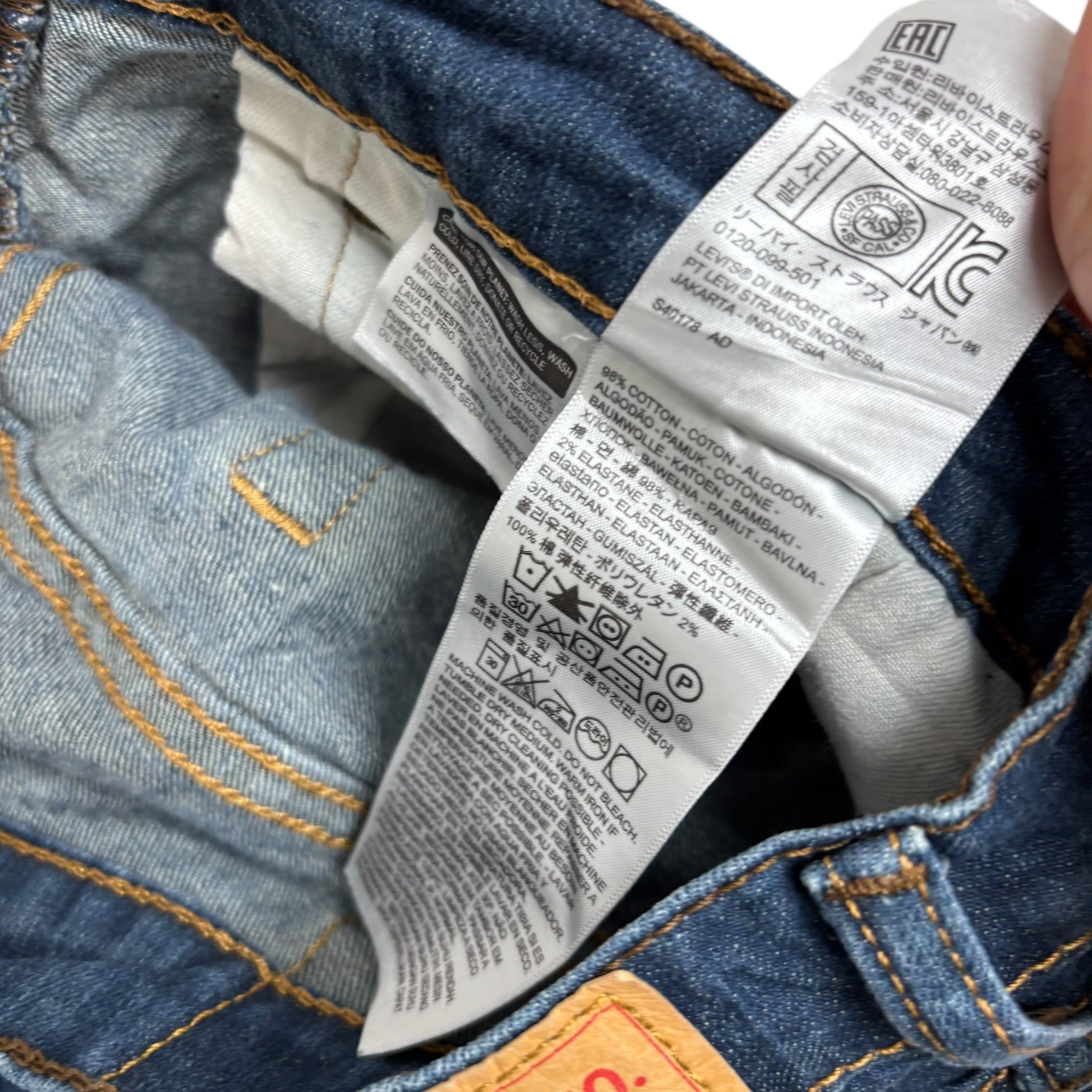 Levis 541 Jeans W34 L32 Mens Dark Blue Athletic Tapered Fit Stretch Denim (E)