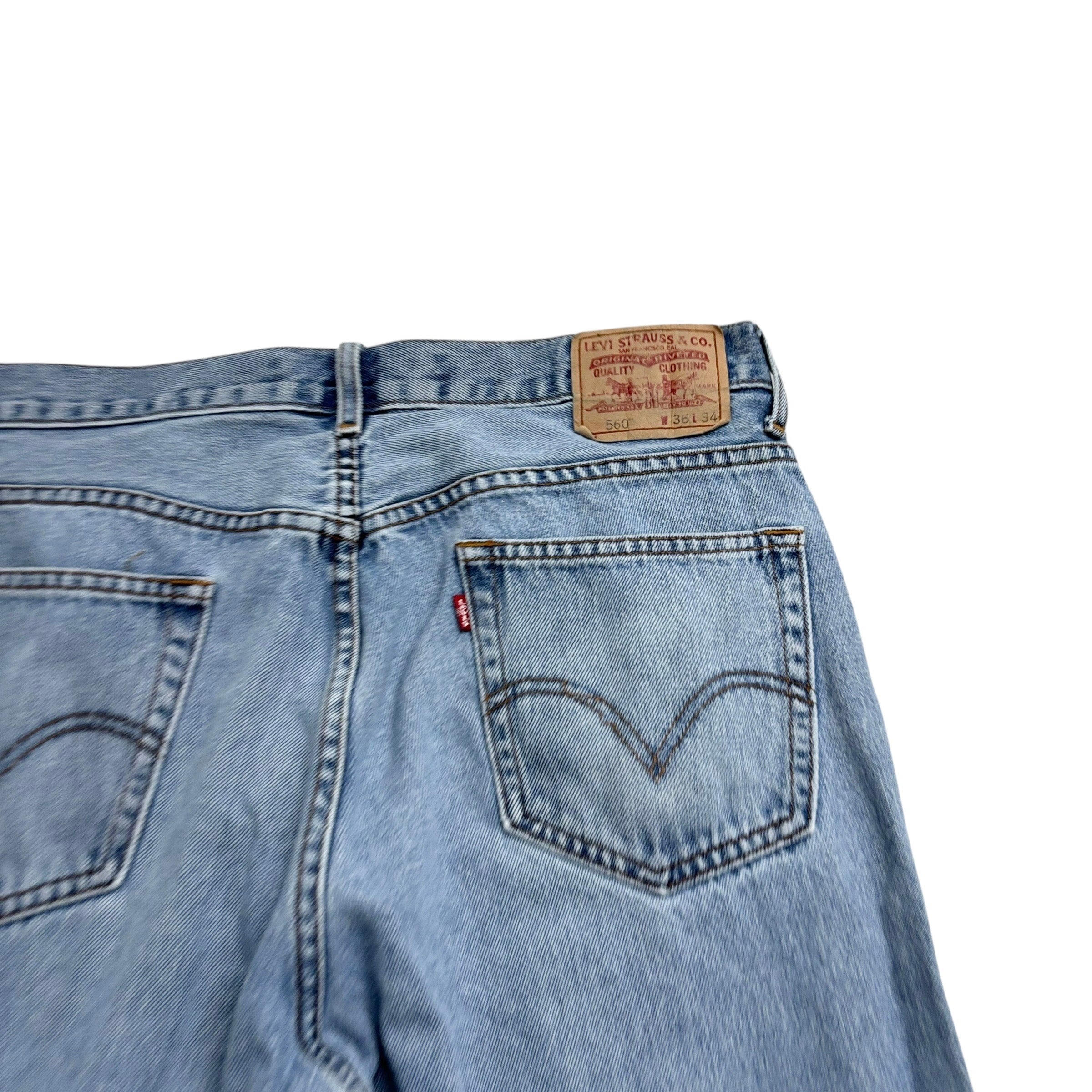 Levis 560 Jeans W36 L34 Mens Light Blue Baggy Relaxed Comfort Fit Vintage Denim