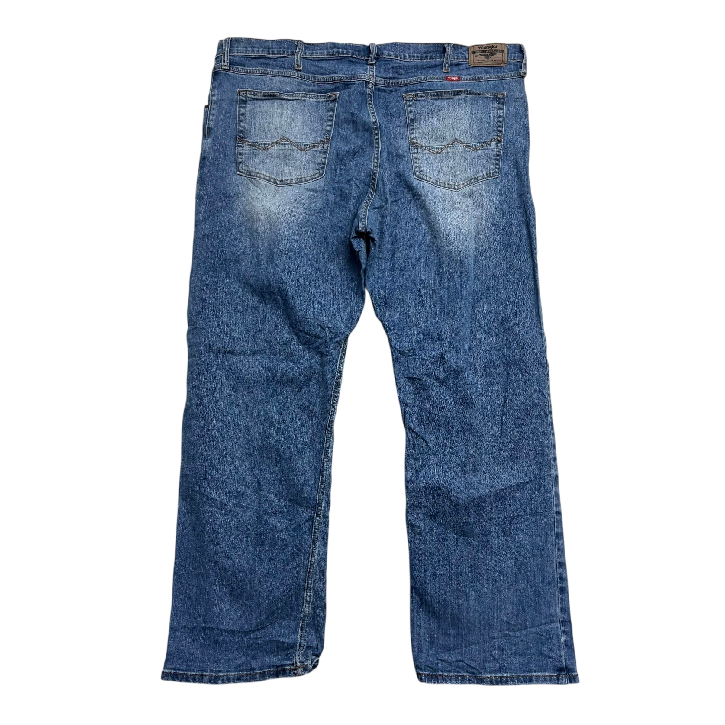 Wrangler Jeans W42 L30 Mens Mid Blue Relaxed Bootcut Fit Stretch Denim (E)