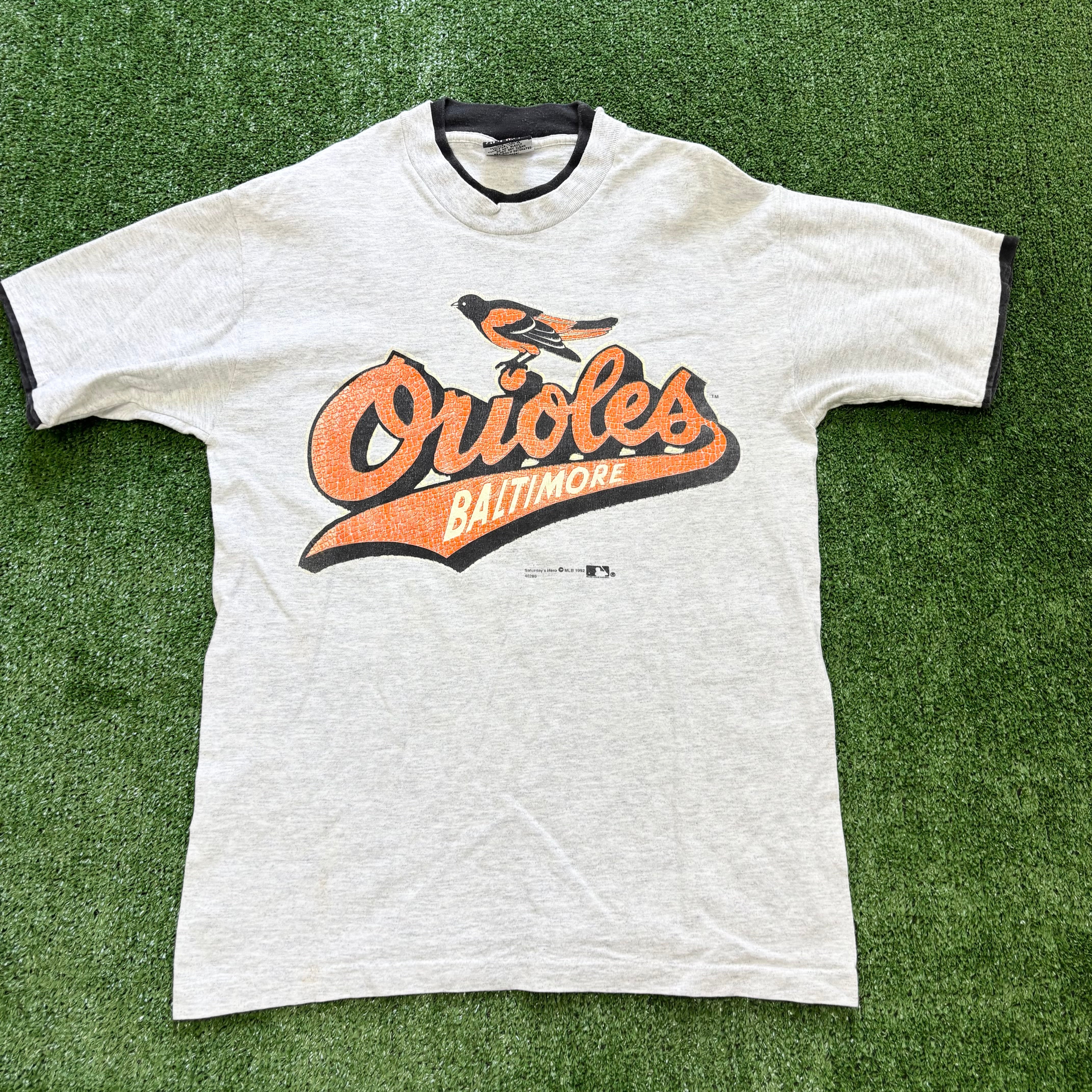 Vintage T Shirt Mens Small Grey Single Stitch Graphic Print 90s Baseball