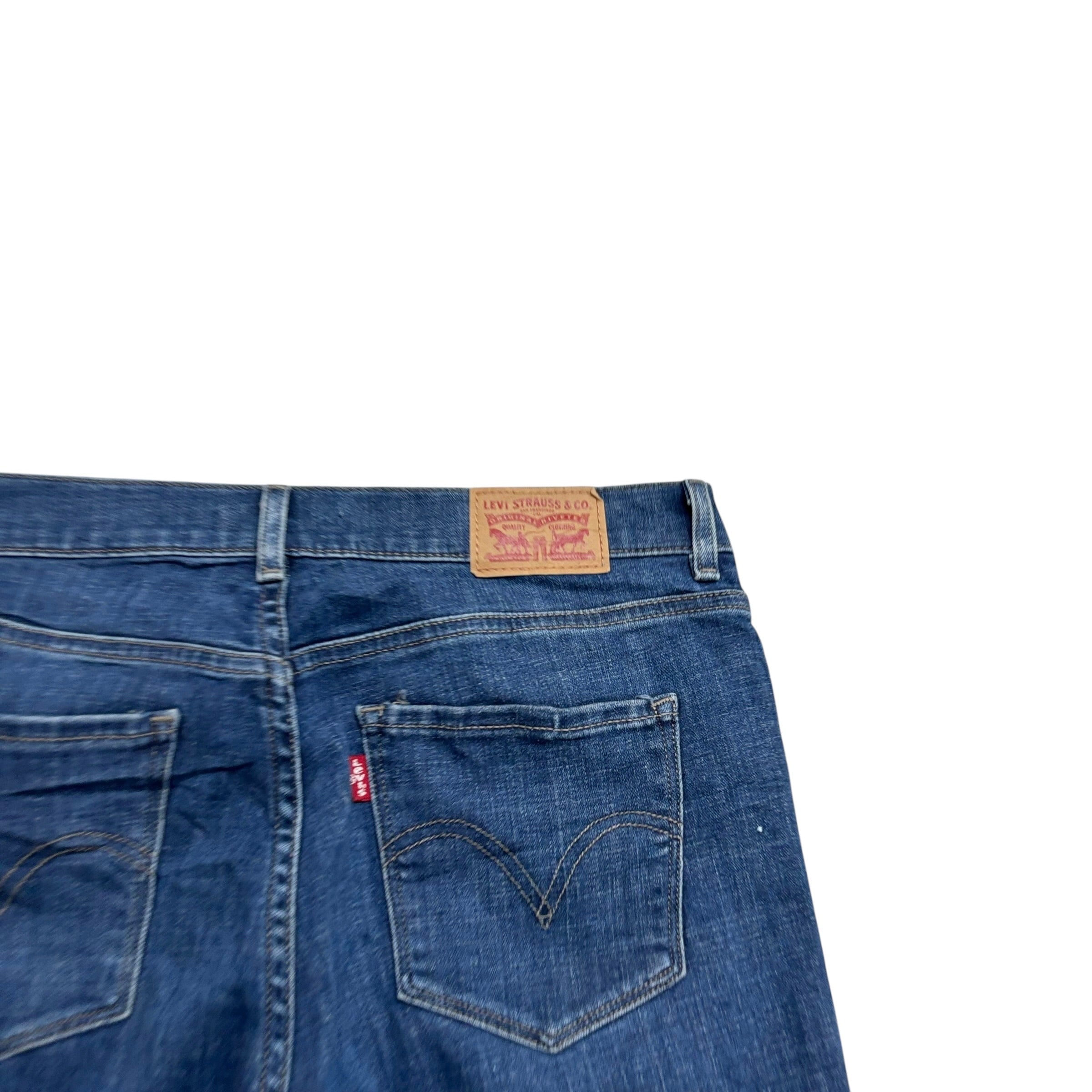 Levis Jeans W30 L30 Womens Classic Straight Fit Dark Blue Stretch Denim (E)