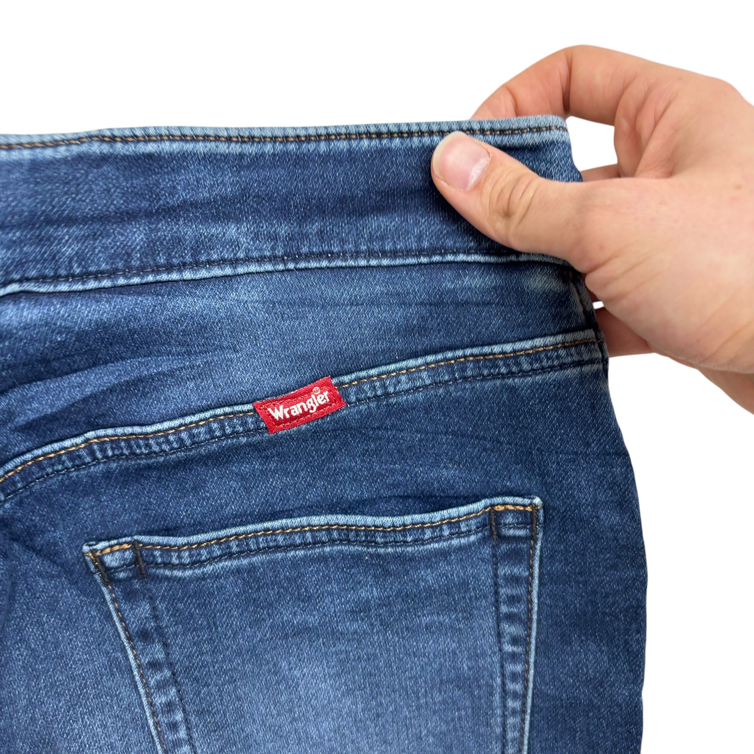 Wrangler Jorts Small W30 Mens Denim Shorts Dark Blue Regular Fit Stretch (E)