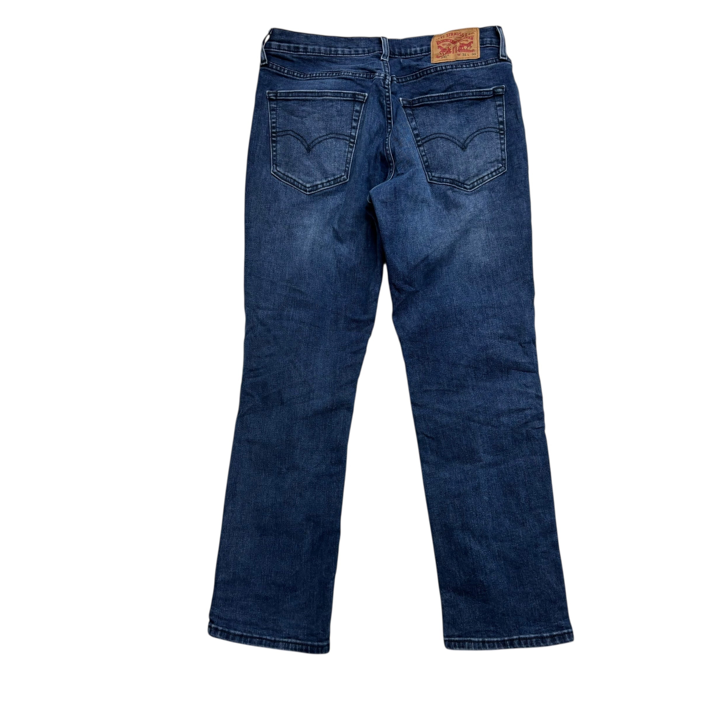 Levis 541 Jeans W31 L29 Mens Navy Blue Athletic Tapered Fit Stretch Denim (E)
